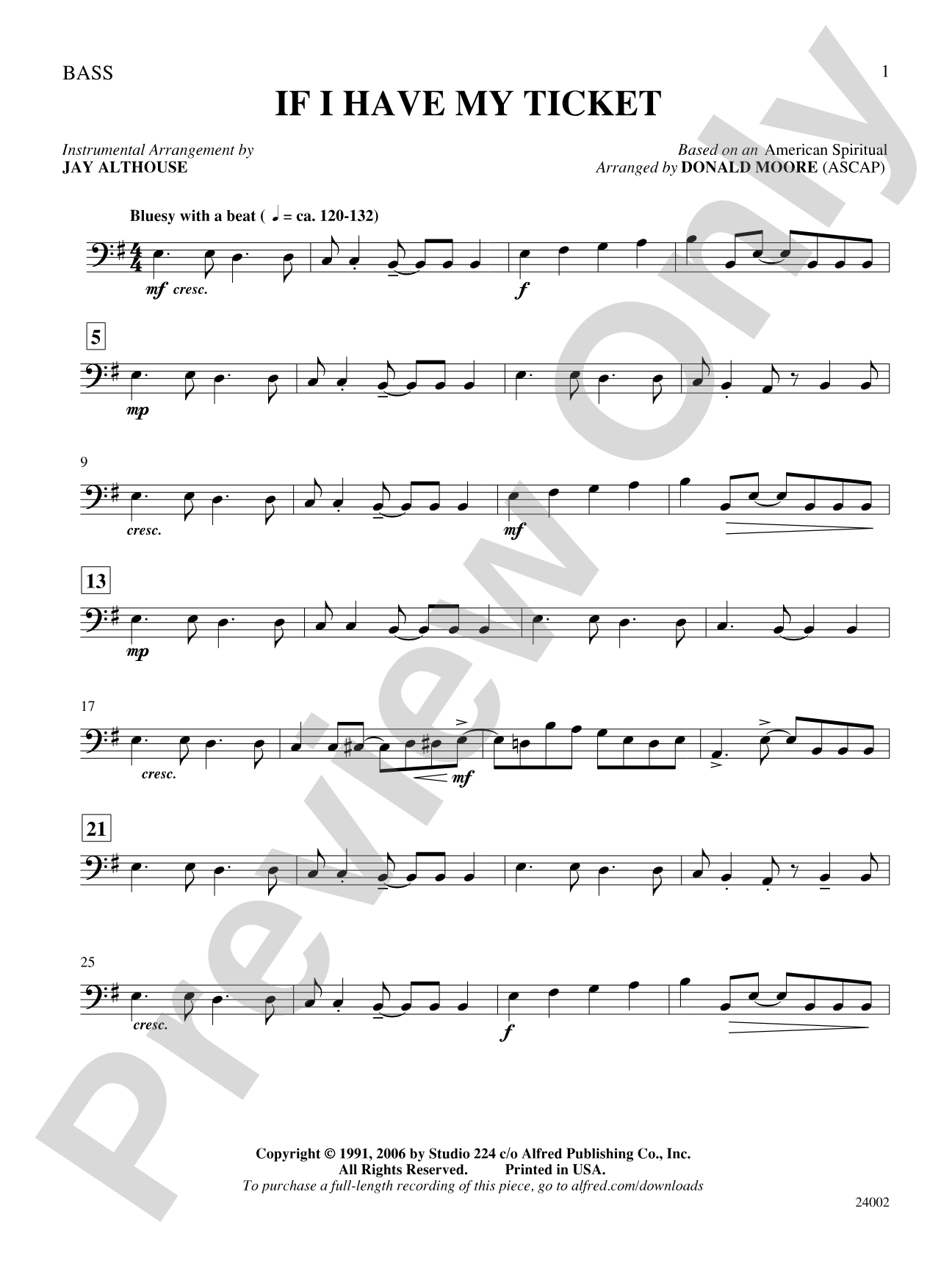 If I Have My Ticket: String Bass: Choral SoundPax