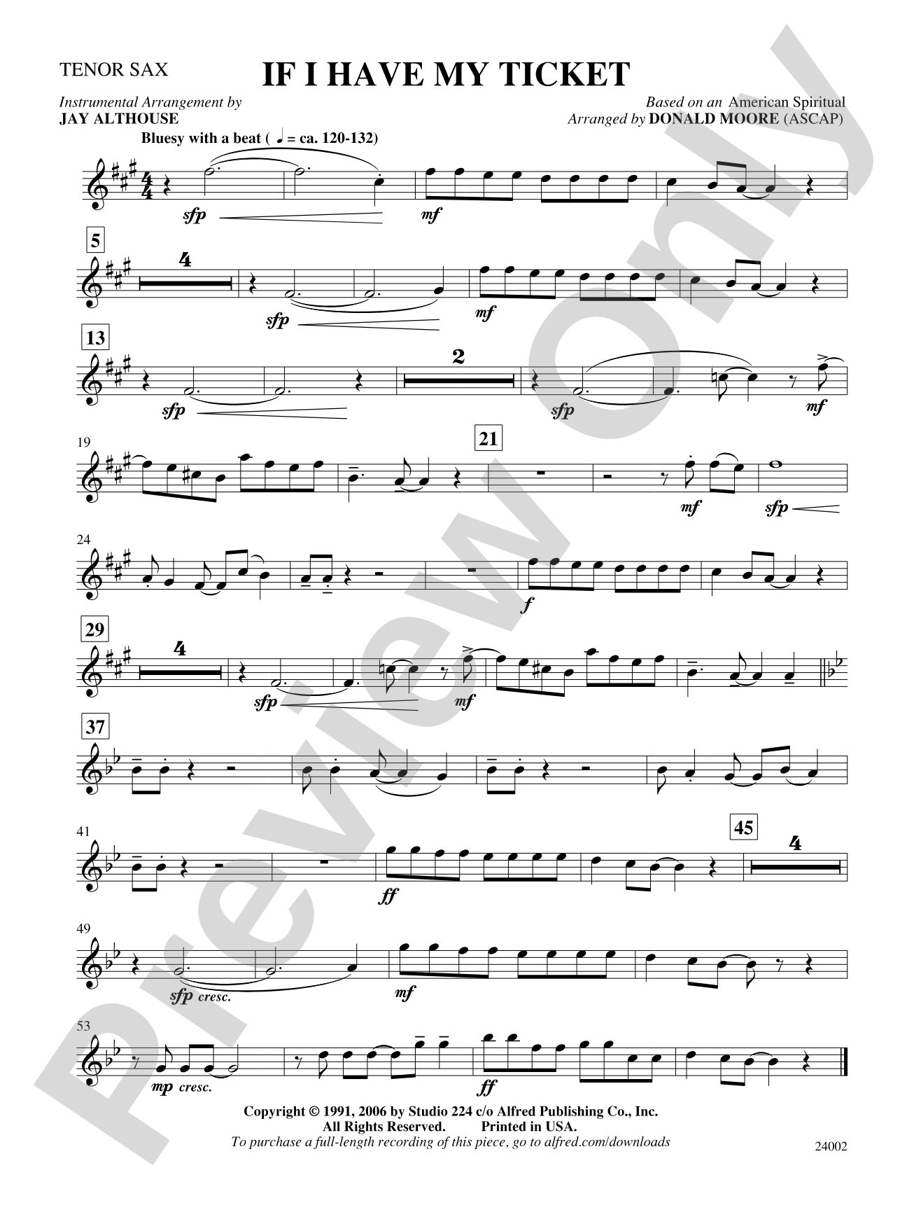 If I Have My Ticket: B-flat Tenor Saxophone: Choral SoundPax