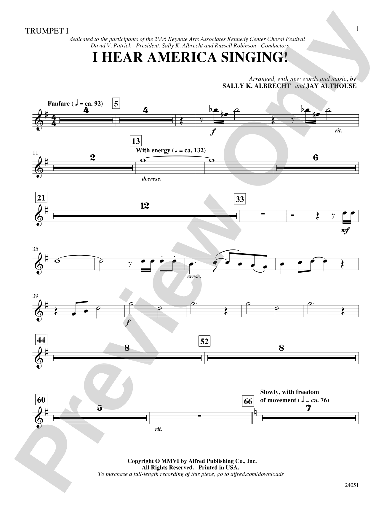 I Hear America Singing!: 1st B-flat Trumpet: Choral SoundPax