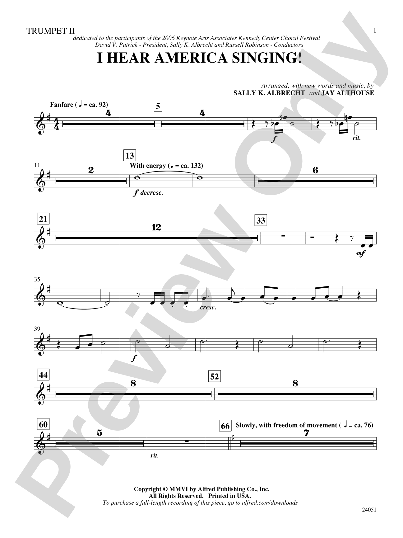 I Hear America Singing!: 2nd B-flat Trumpet: Choral SoundPax