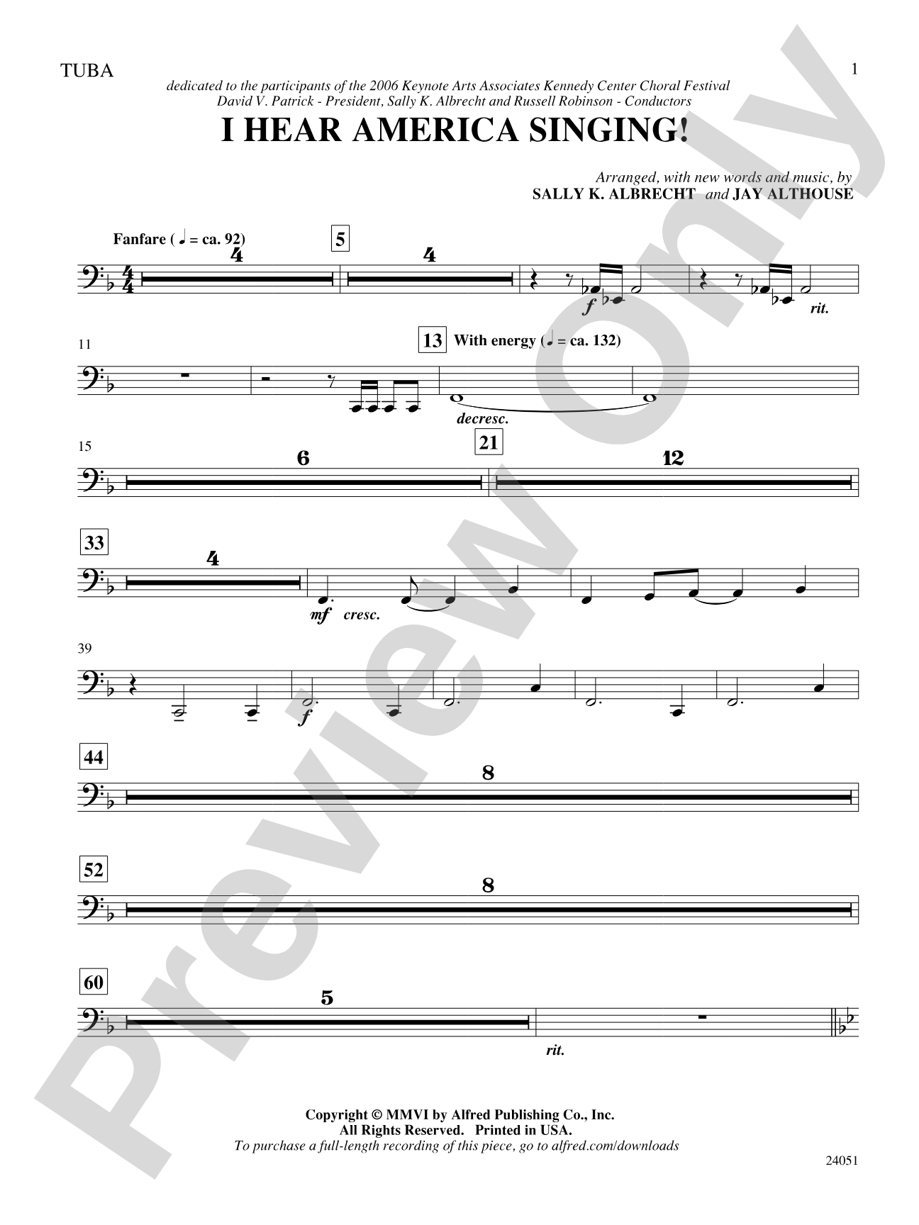 I Hear America Singing!: Tuba: Choral SoundPax