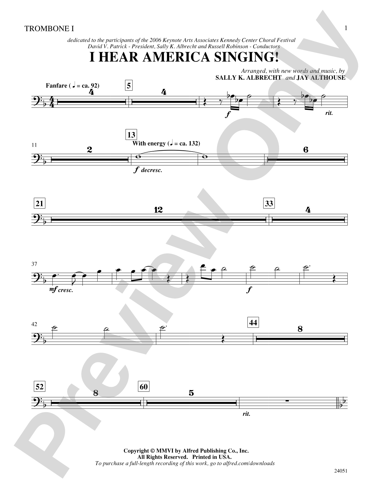 I Hear America Singing!: 1st Trombone: Choral SoundPax