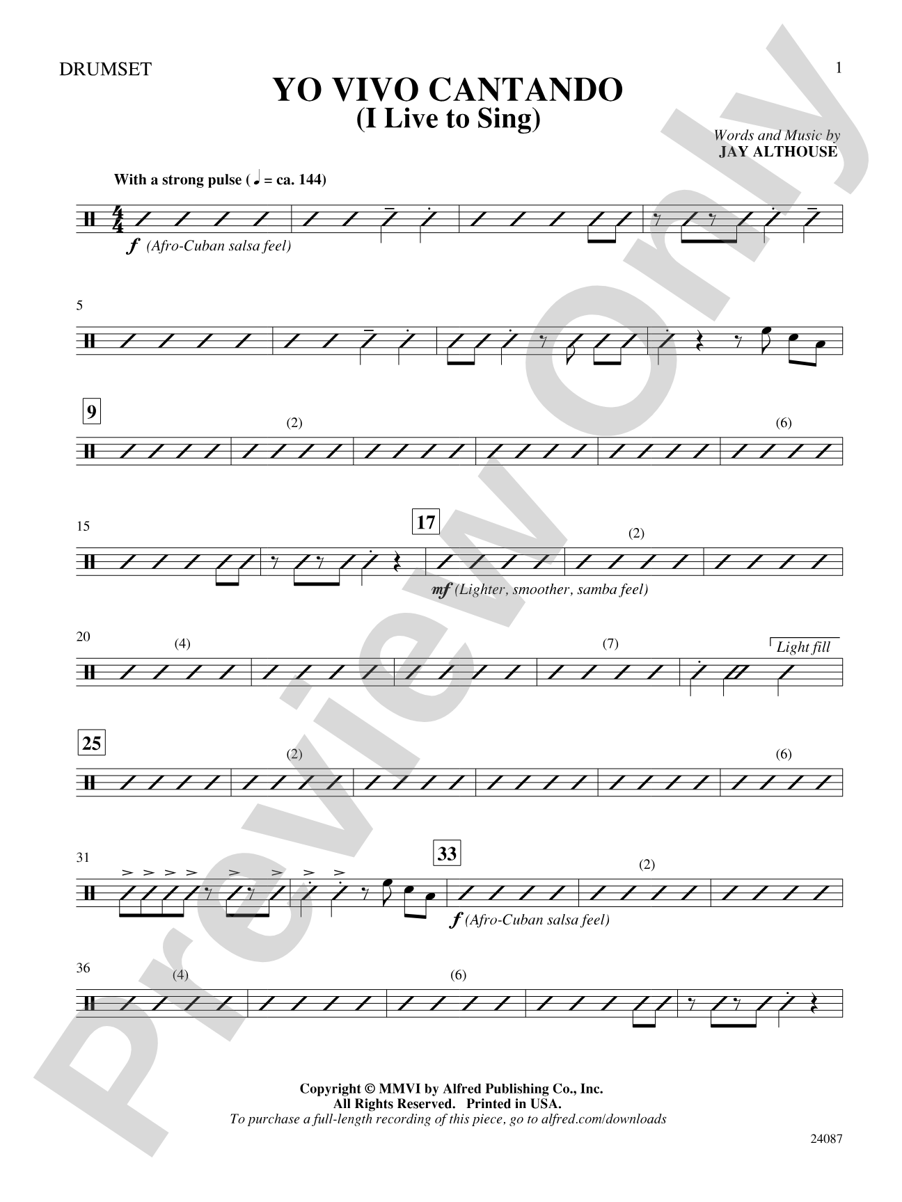 Yo Vivo Cantando (I Live to Sing): Drums: Choral SoundPax