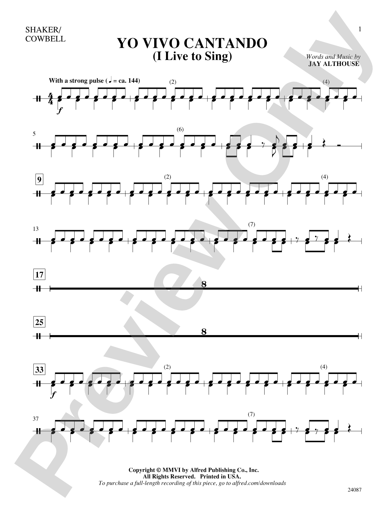 Yo Vivo Cantando (I Live to Sing): 1st Percussion: Choral SoundPax