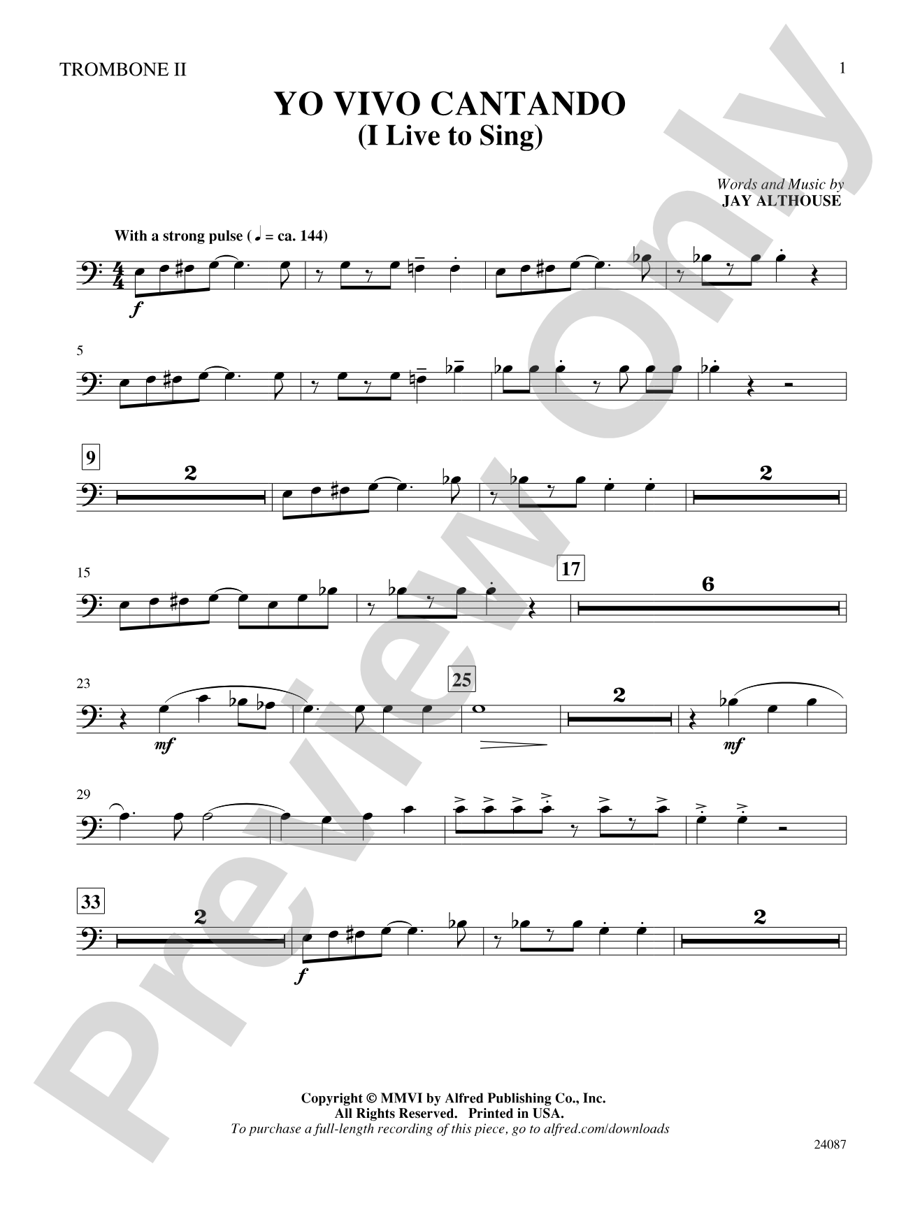 Yo Vivo Cantando (I Live to Sing): 2nd Trombone: Choral SoundPax