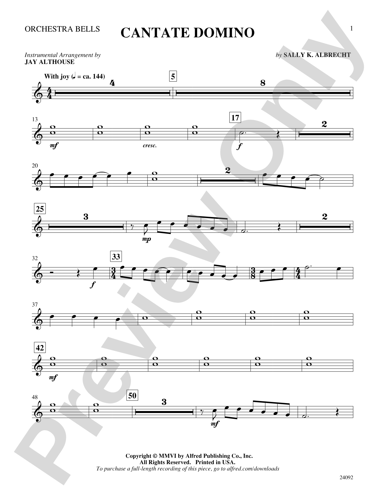 Cantate Domino: Bells: Choral SoundPax