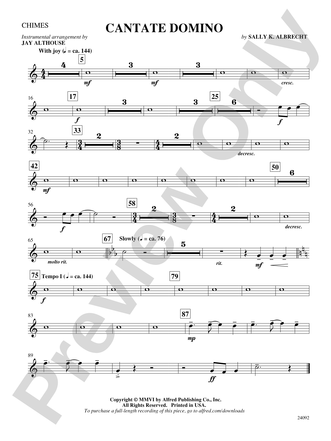 Cantate Domino: Chimes: Choral SoundPax