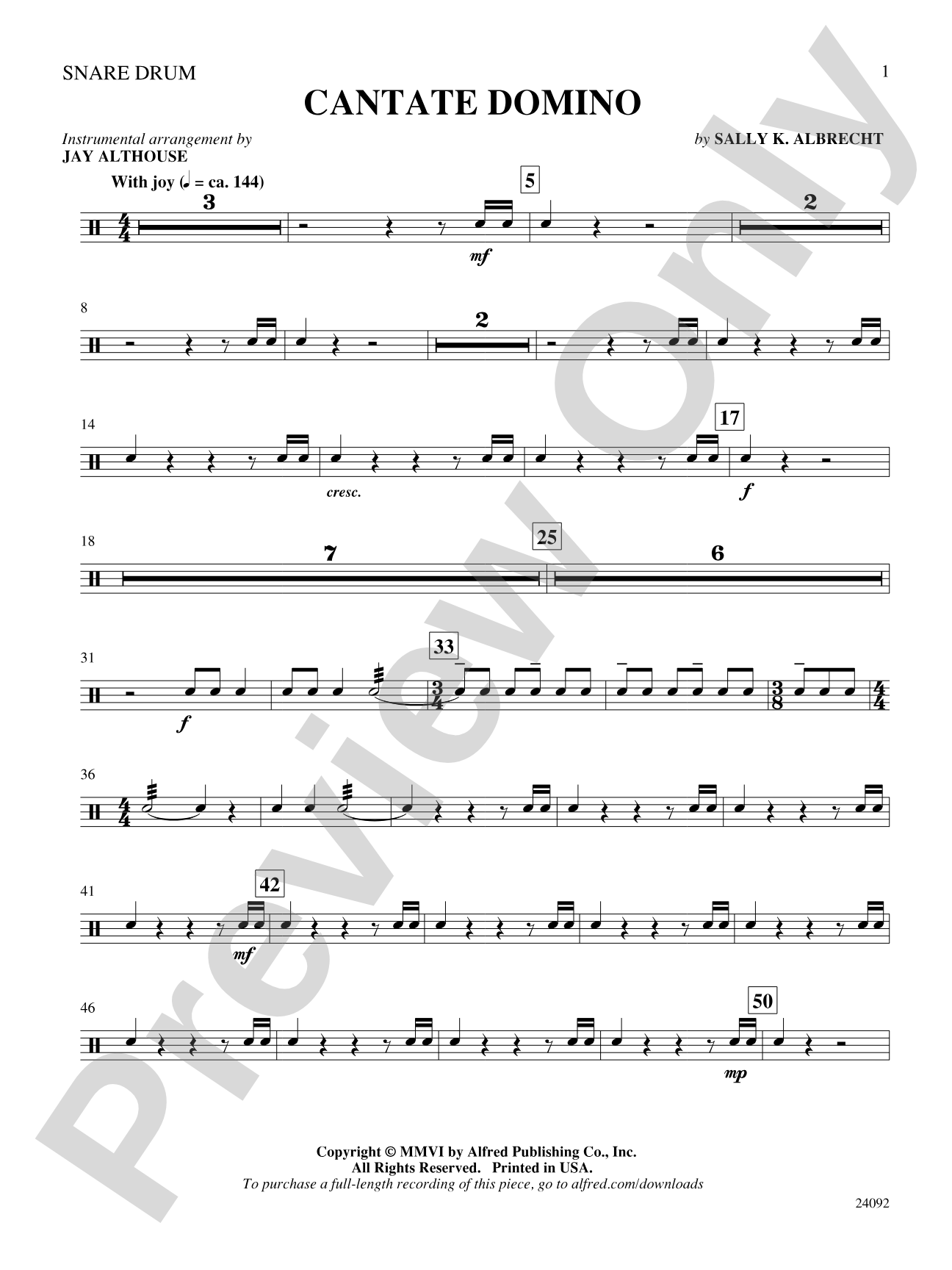 Cantate Domino: Snare Drum: Choral SoundPax