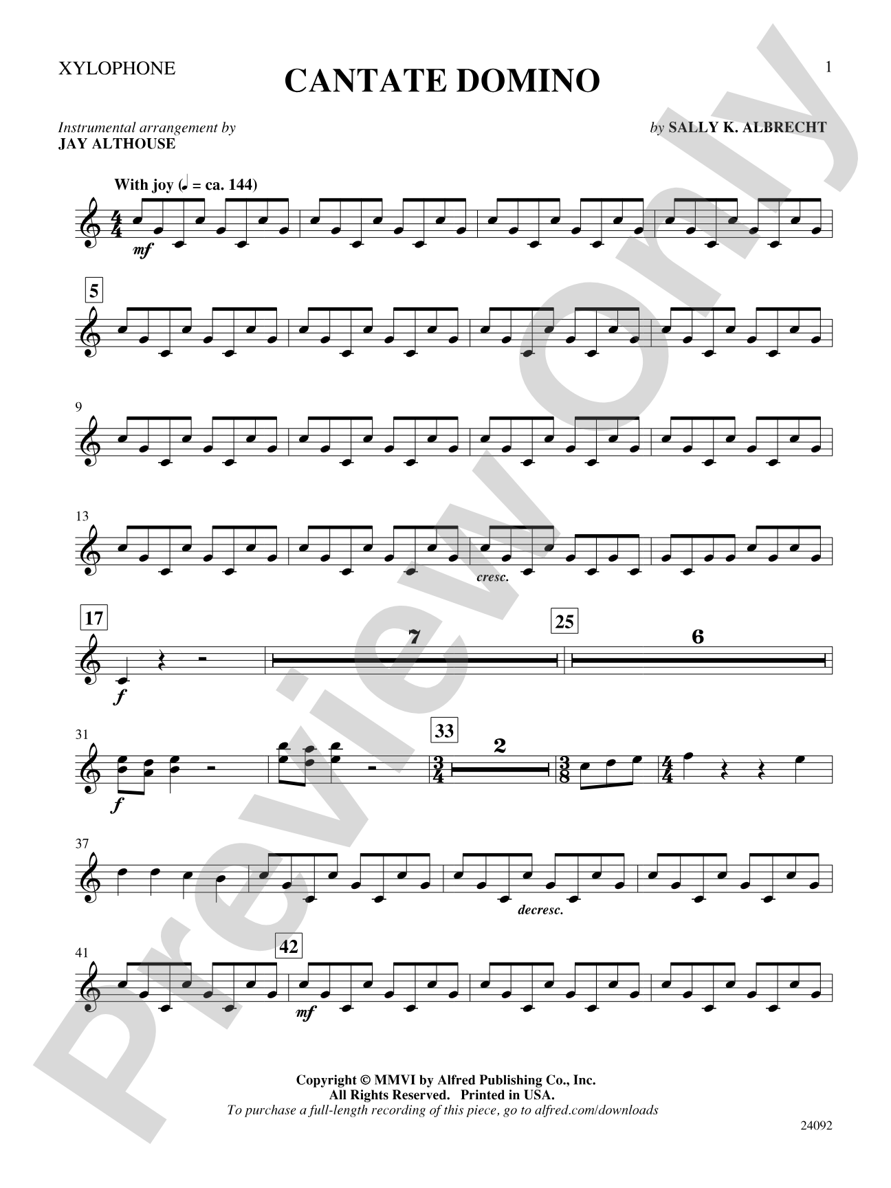 Cantate Domino: Xylophone: Choral SoundPax