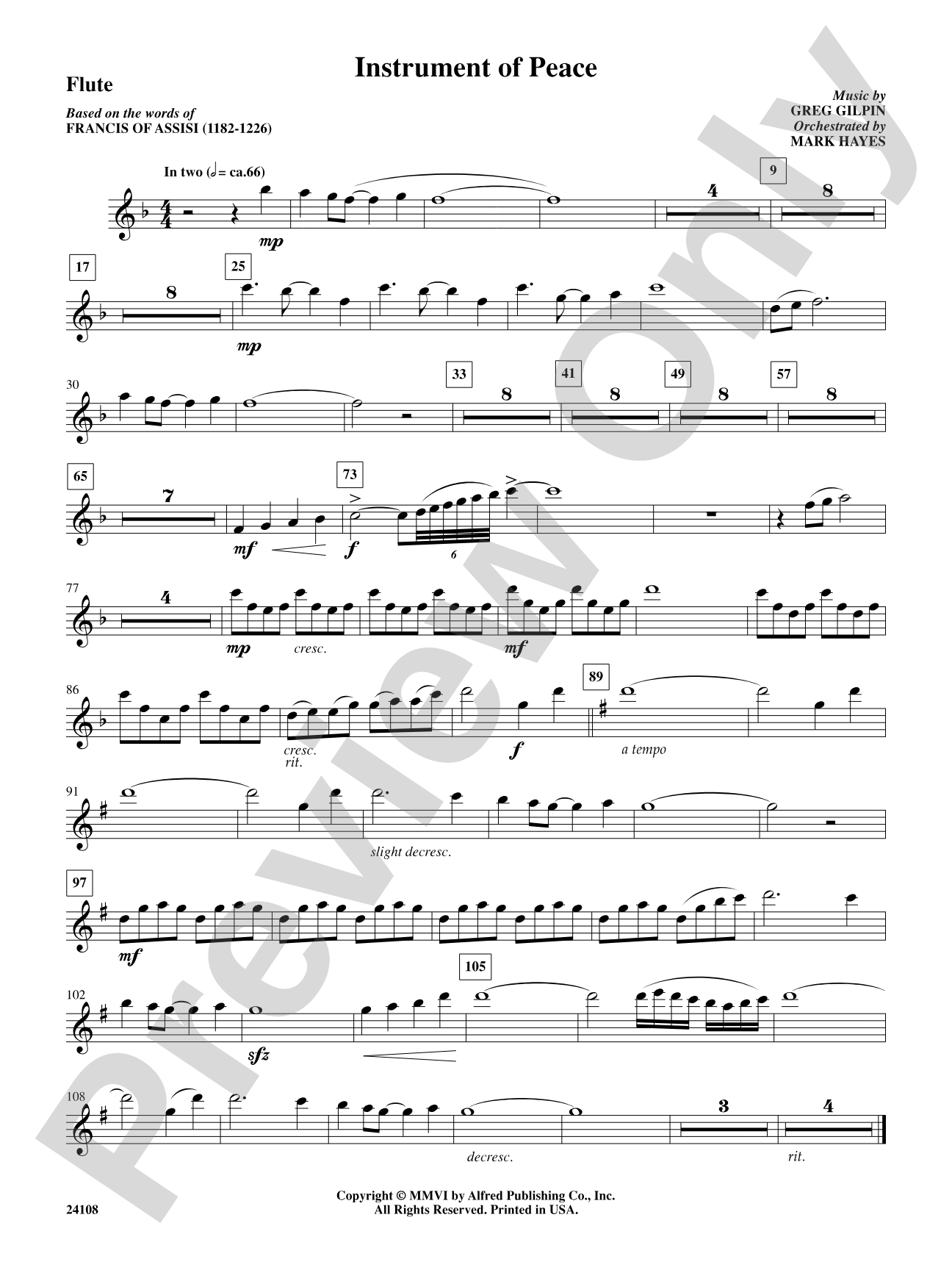 Instrument of Peace: Flute: Choral SoundPax