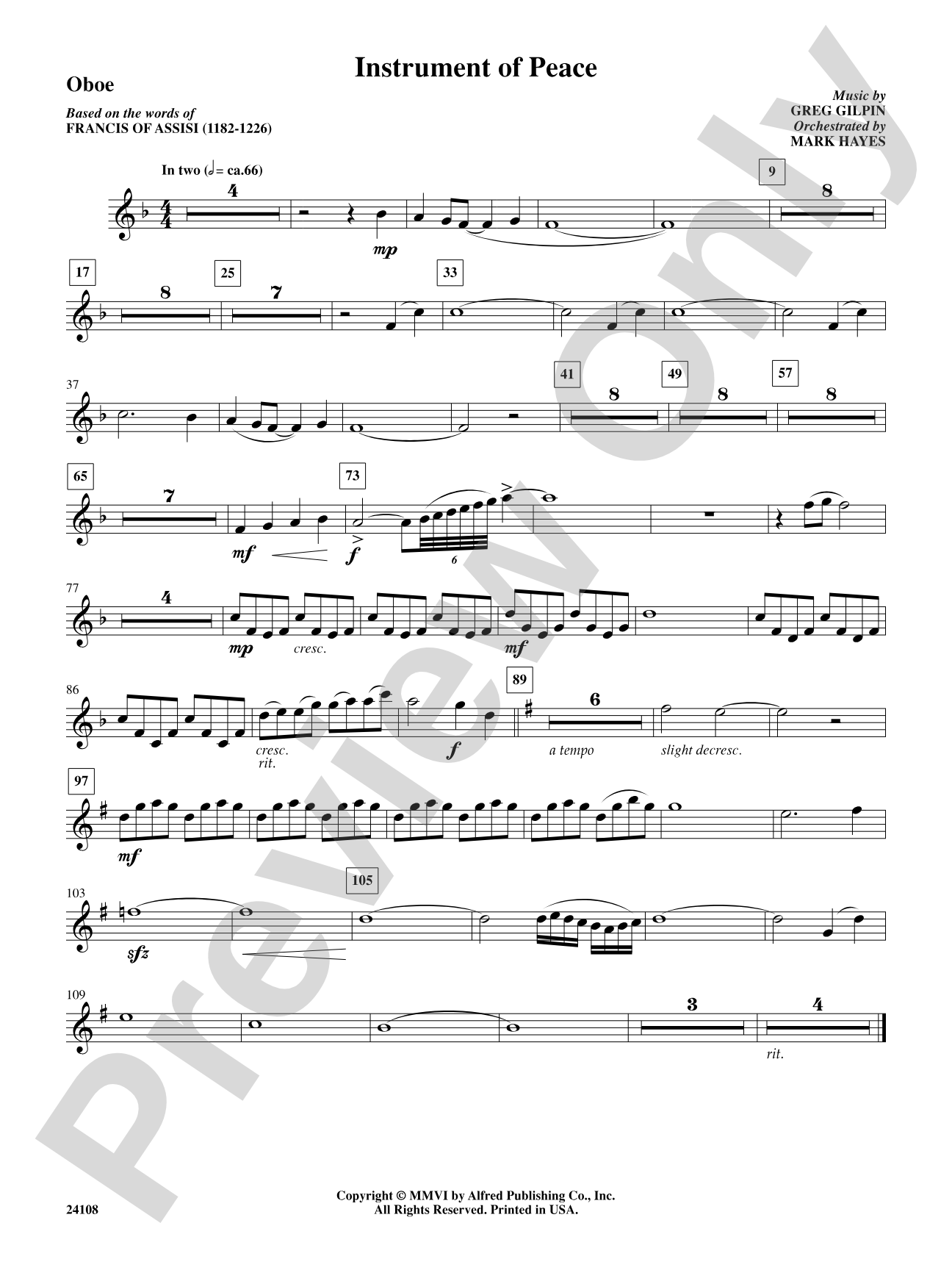 Instrument of Peace: Oboe: Choral SoundPax