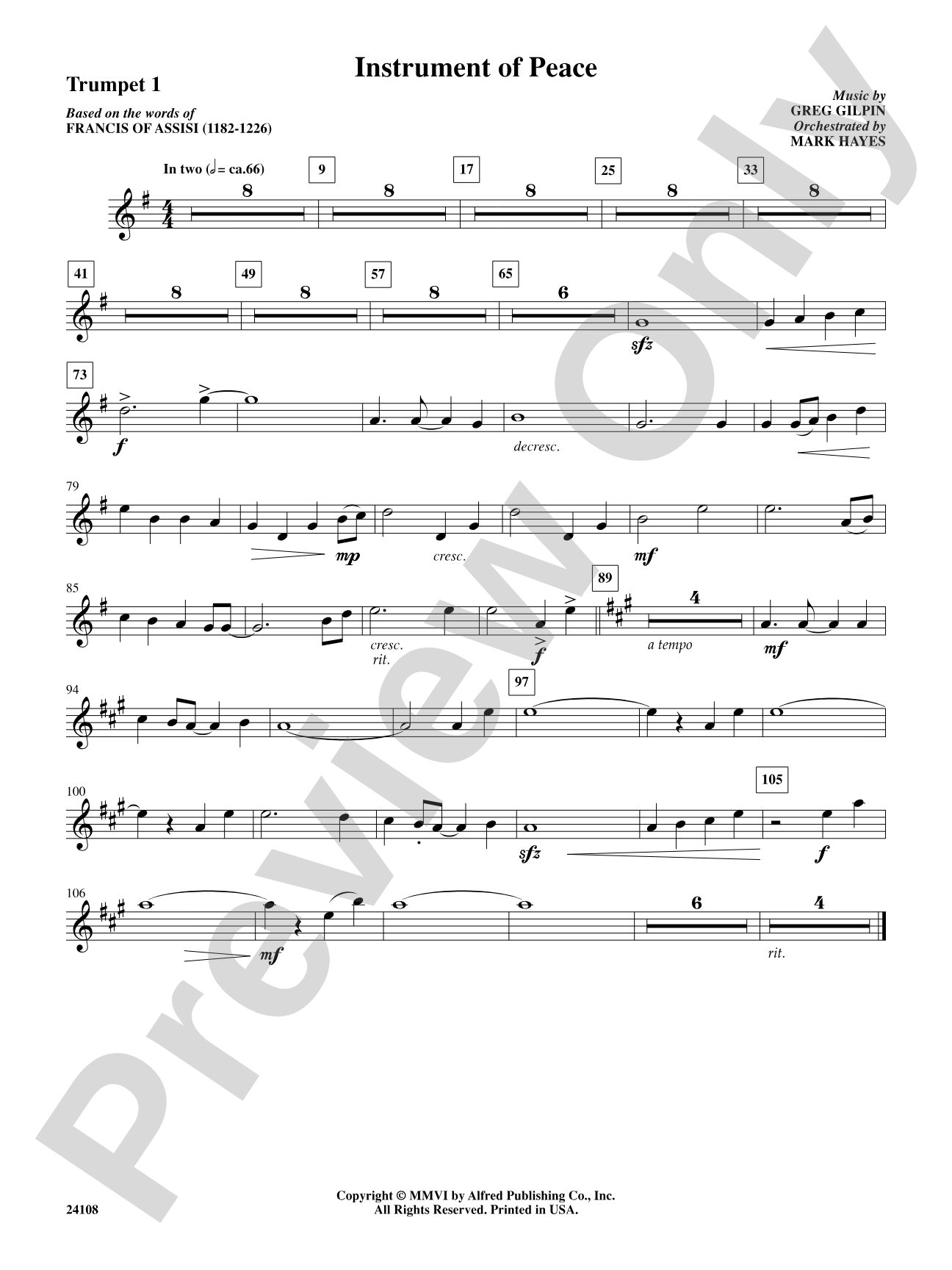 Instrument of Peace: 1st B-flat Trumpet: Choral SoundPax