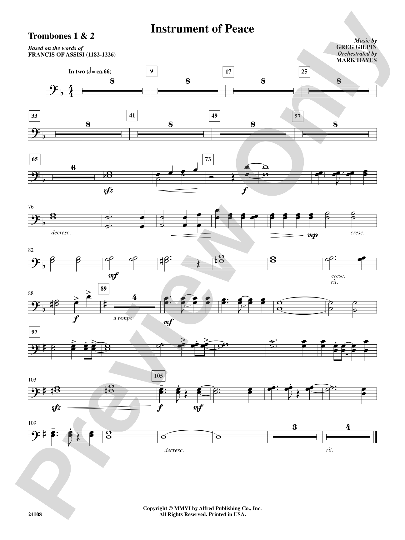 Instrument of Peace: 1st & 2nd Trombones: Choral SoundPax