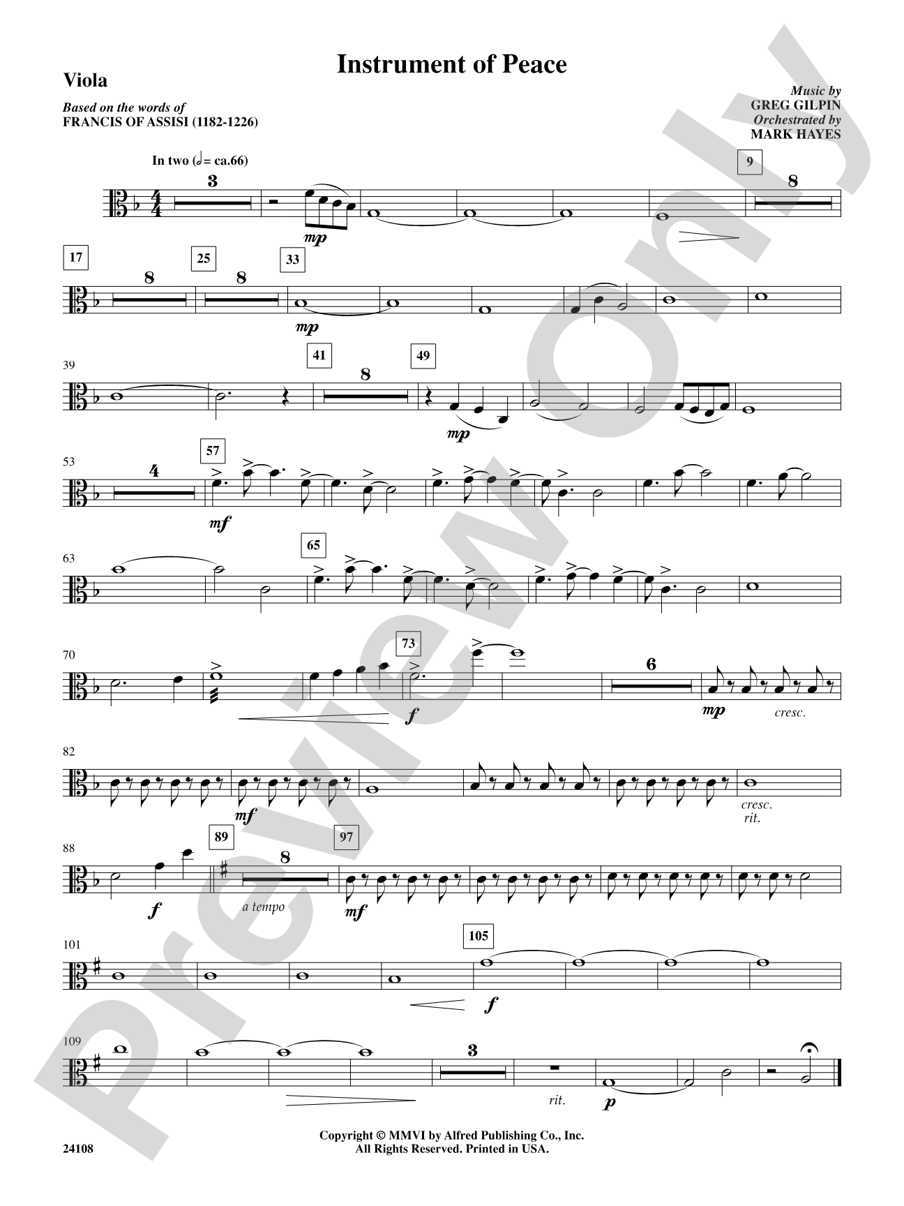 Instrument of Peace: Viola: Choral SoundPax