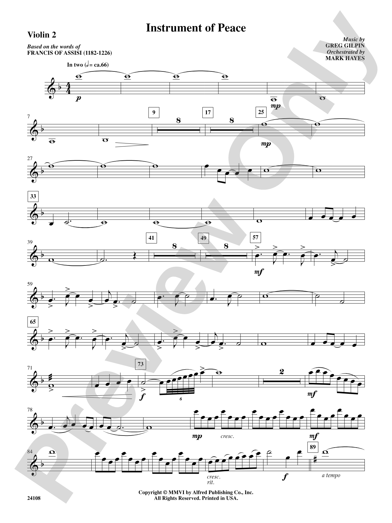 Instrument of Peace: 2nd Violin: Choral SoundPax