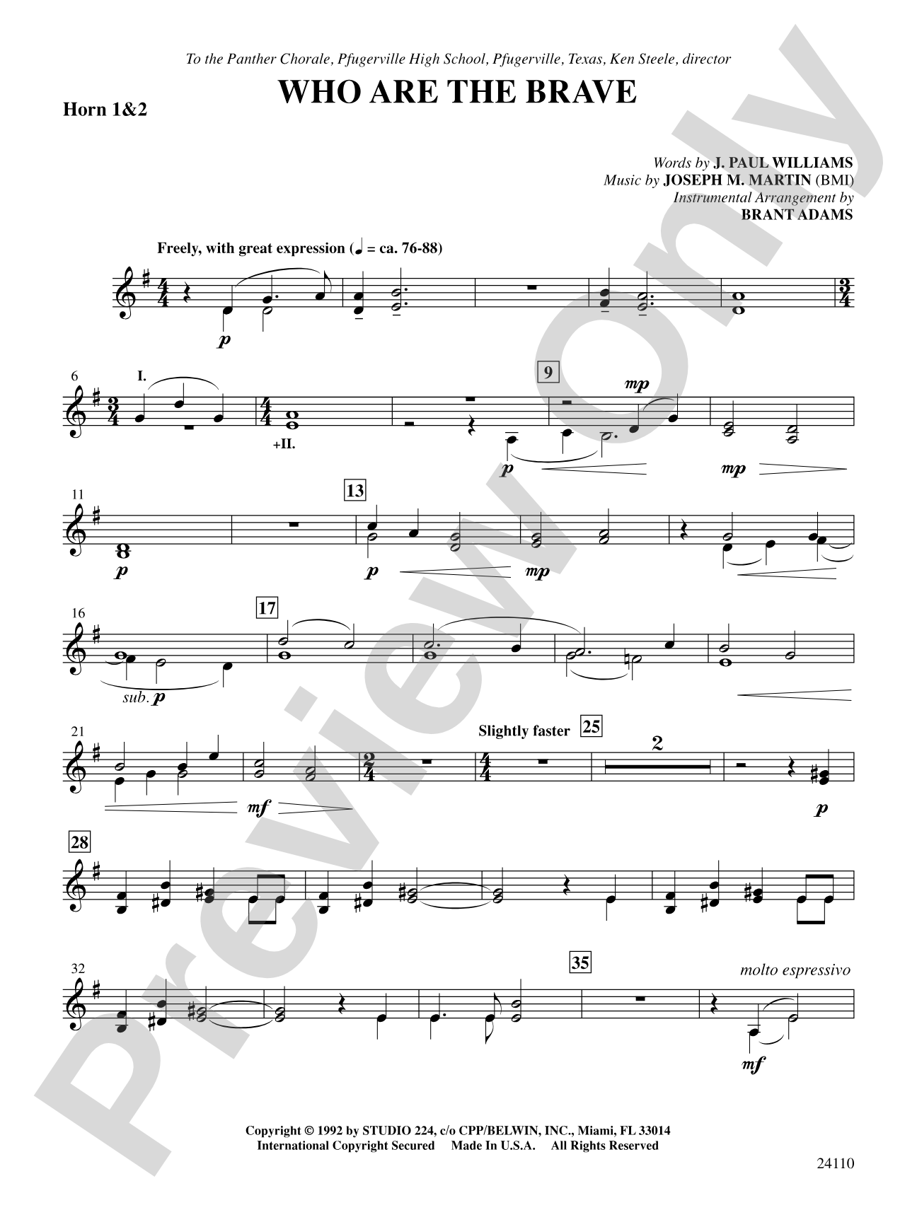 Who Are the Brave: 1st & 2nd F Horns: Choral SoundPax