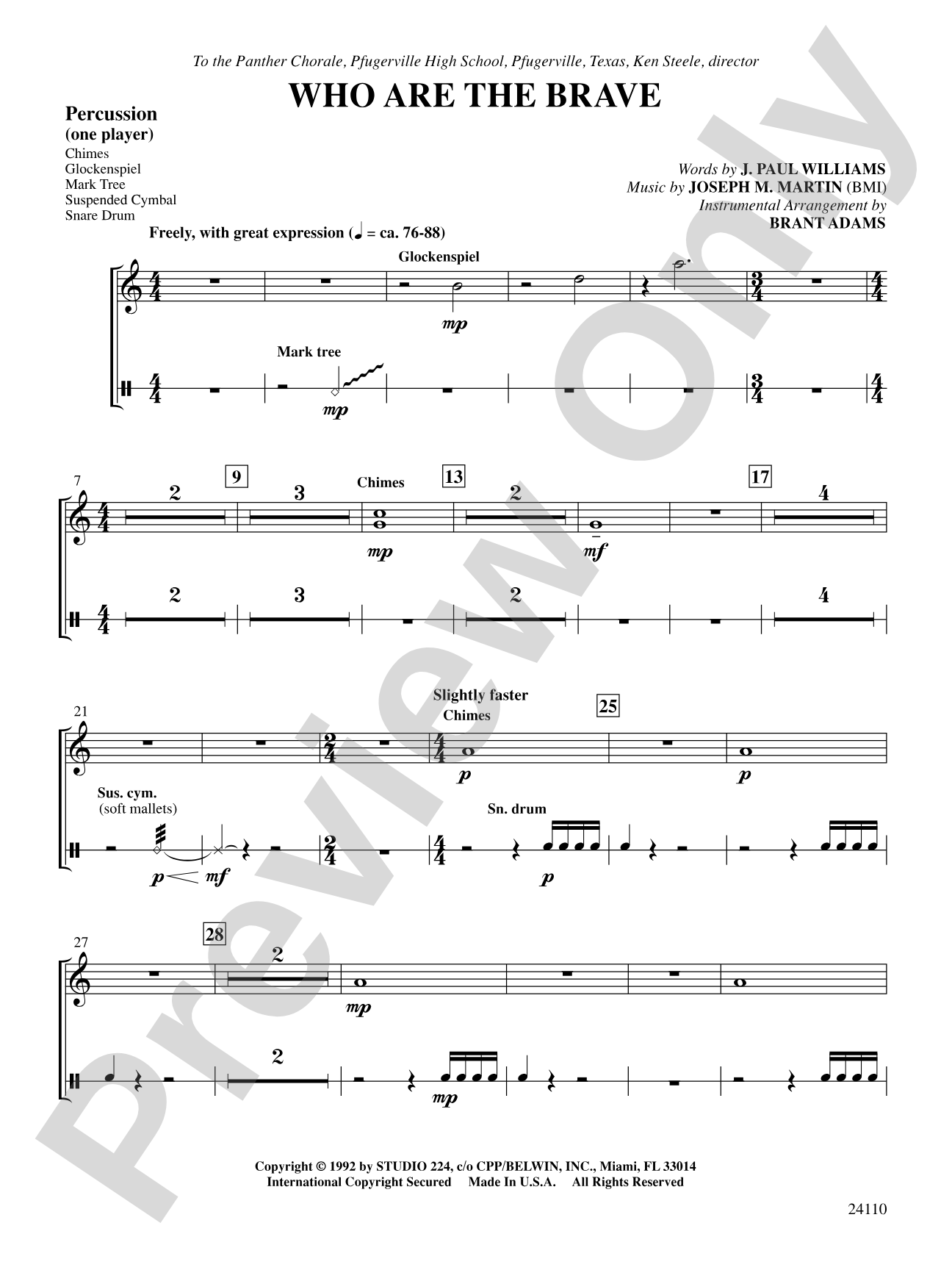 Who Are the Brave: 1st Percussion: Choral SoundPax