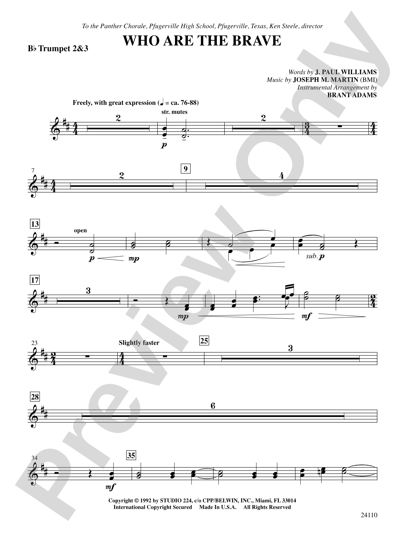 Who Are the Brave: 2nd & 3rd Trumpet: Choral SoundPax
