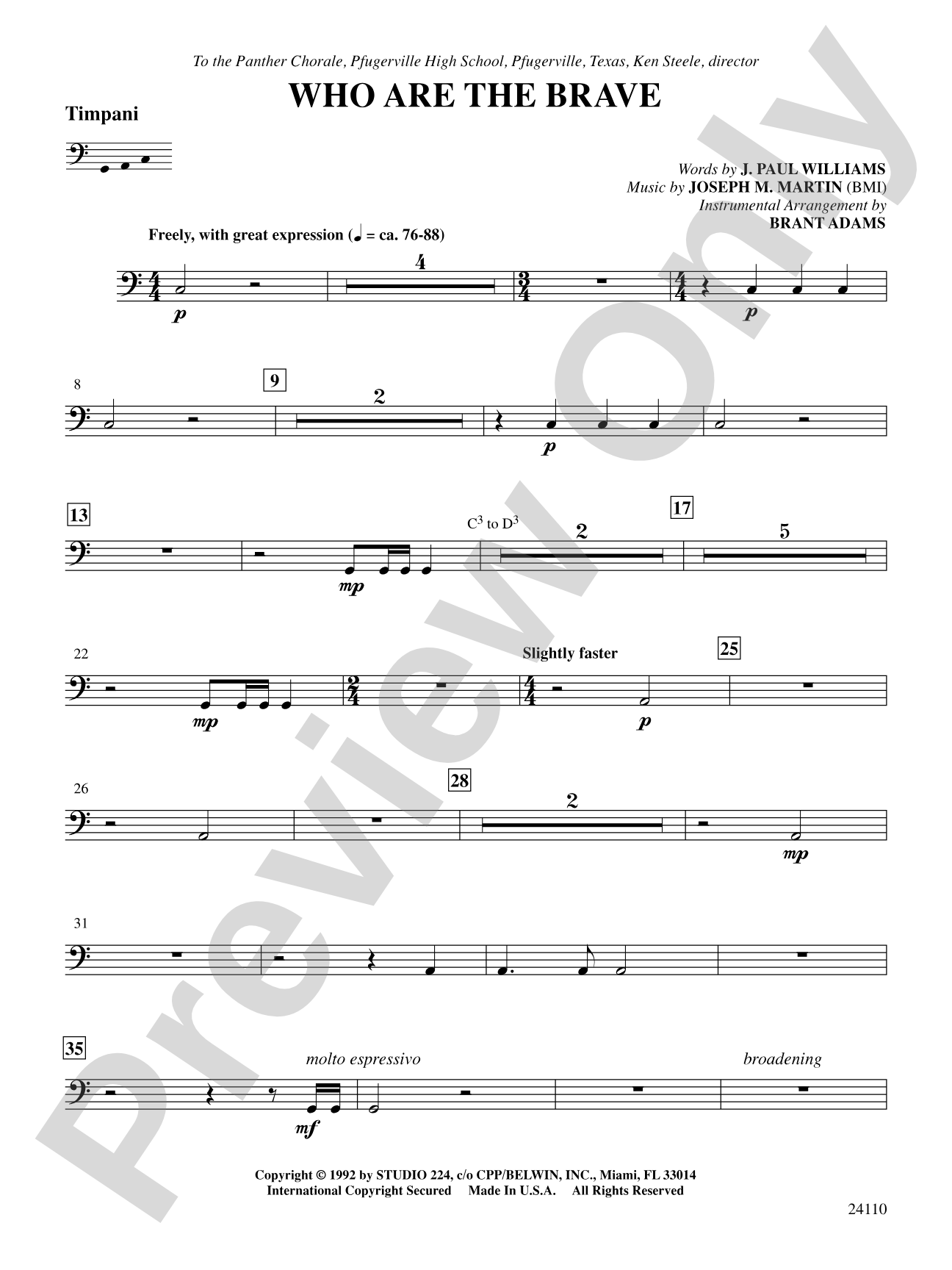 Who Are the Brave: Timpani: Choral SoundPax