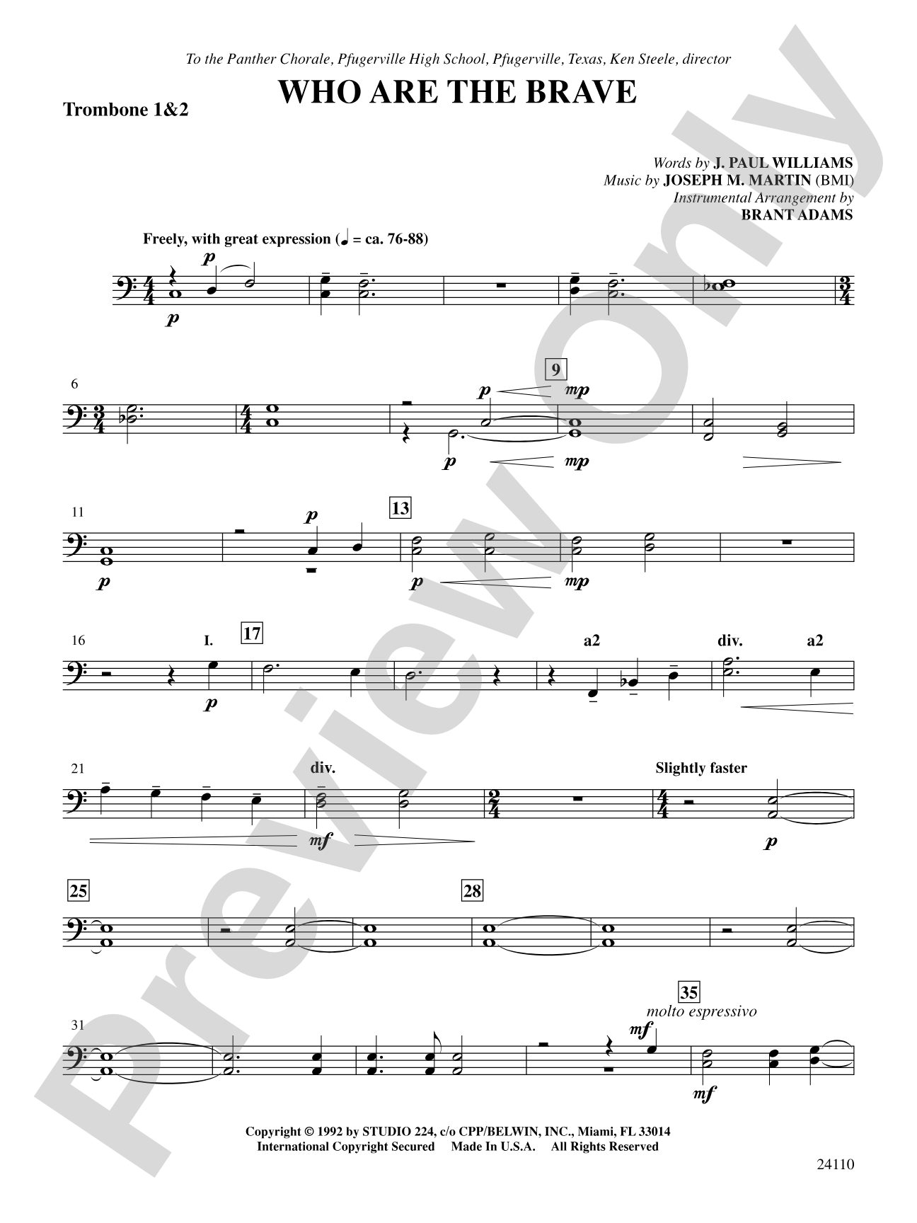 Who Are the Brave: 1st & 2nd Trombones: Choral SoundPax