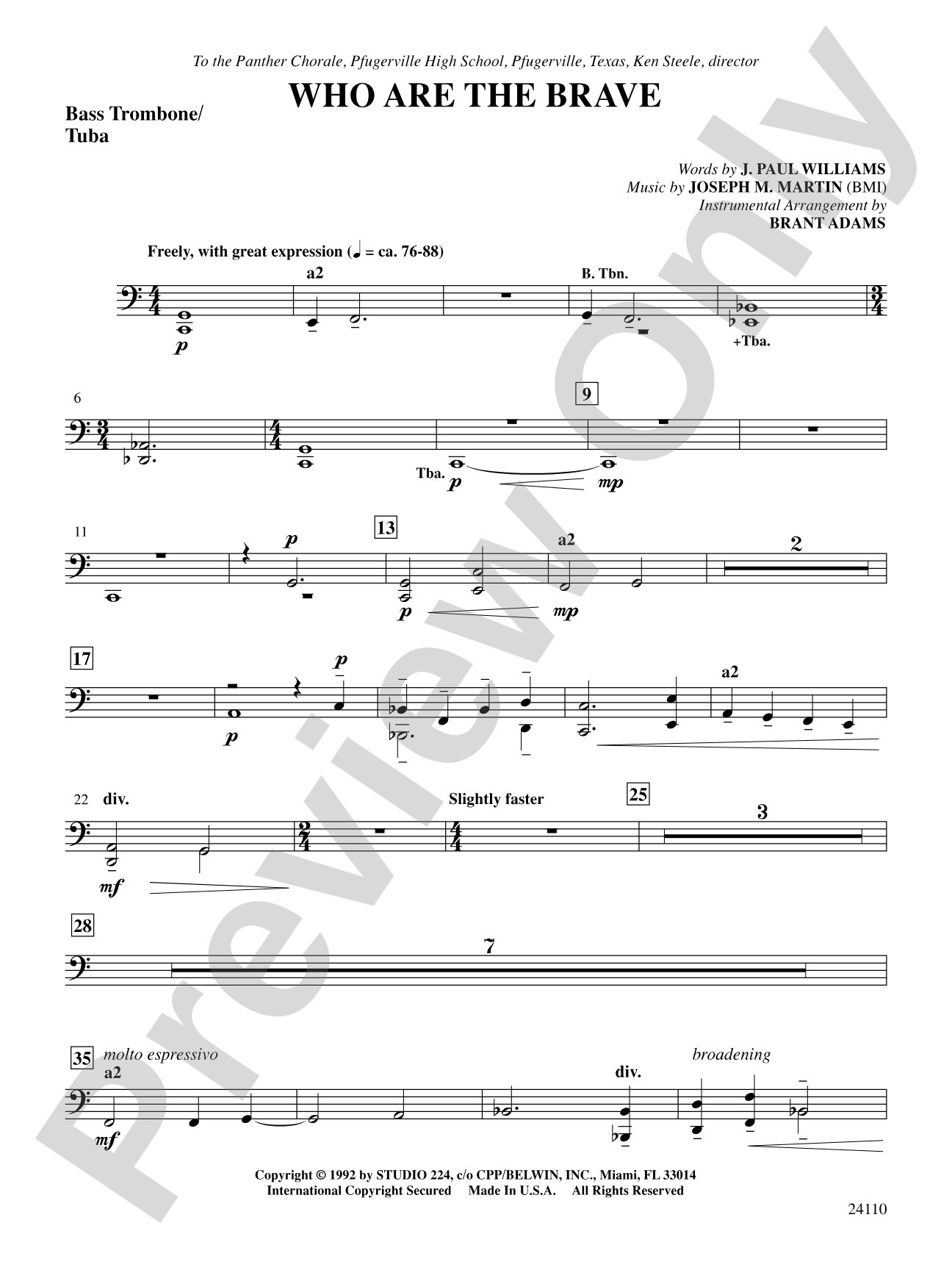 Who Are the Brave: 3rd Trombone: Choral SoundPax