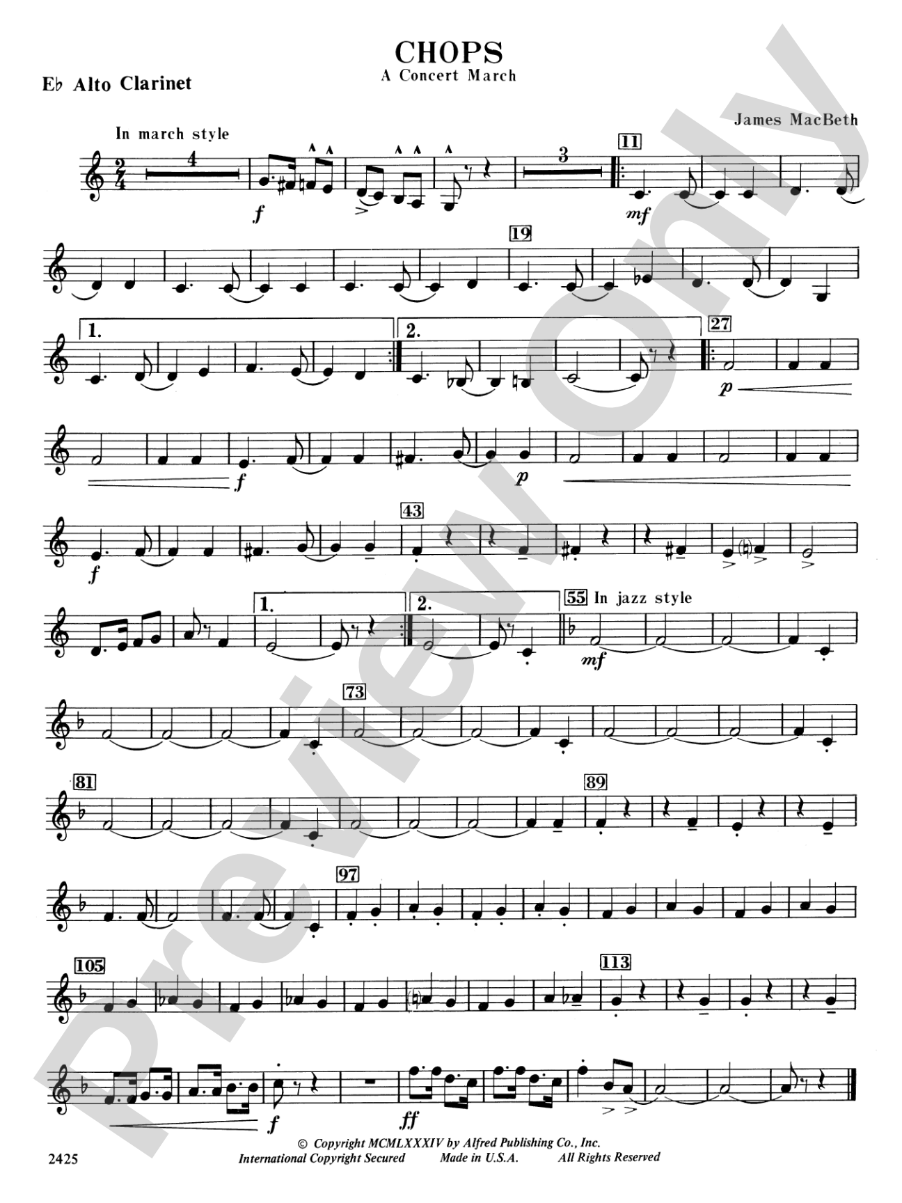 Chops: E-flat Alto Clarinet