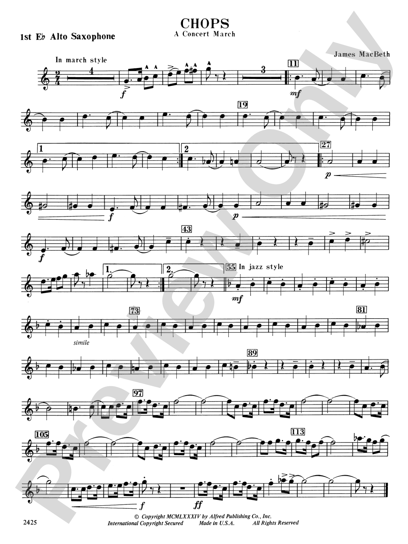 Chops: E-flat Alto Saxophone