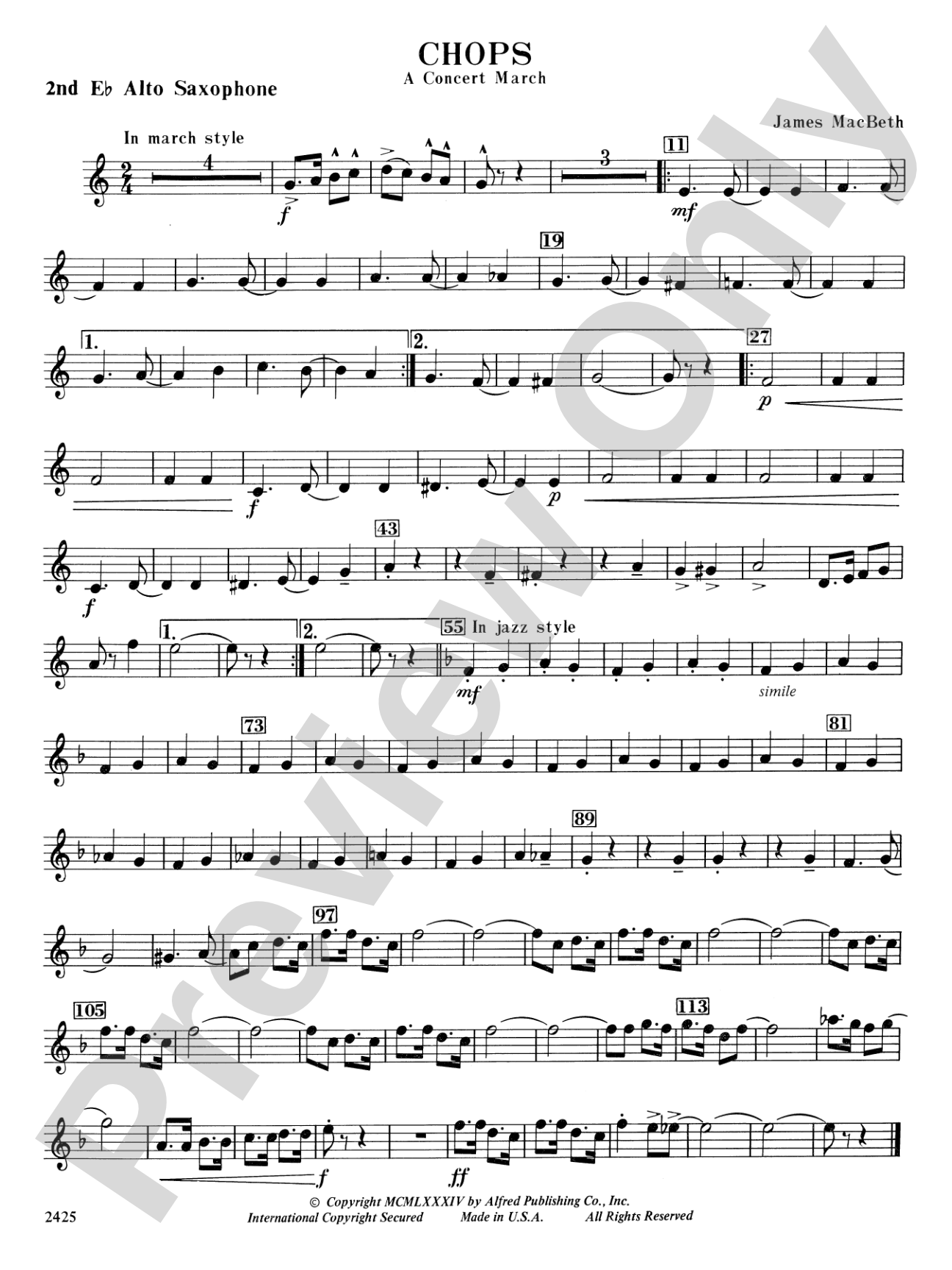 Chops: 2nd E-flat Alto Saxophone