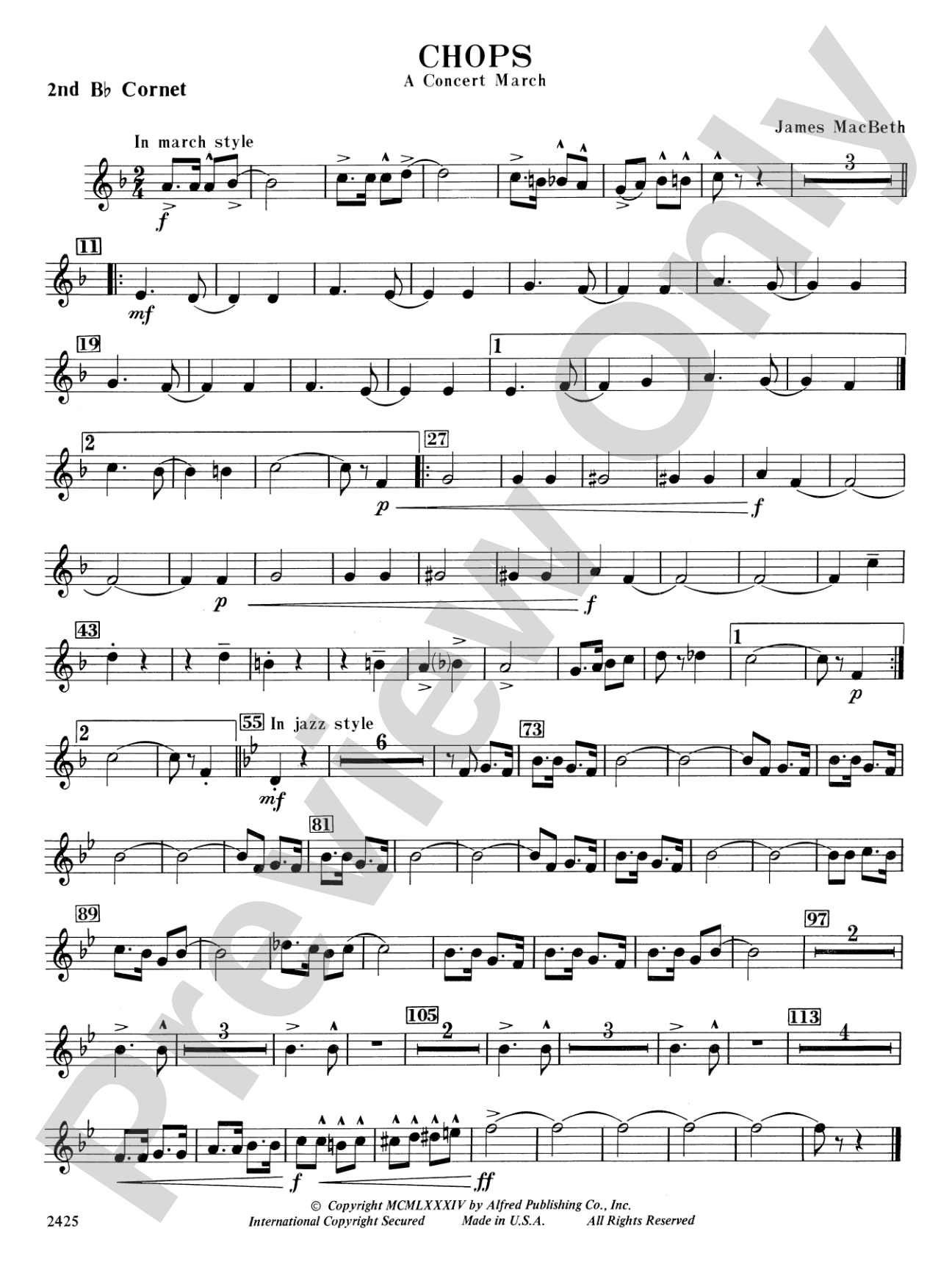 Chops: 2nd B-flat Cornet