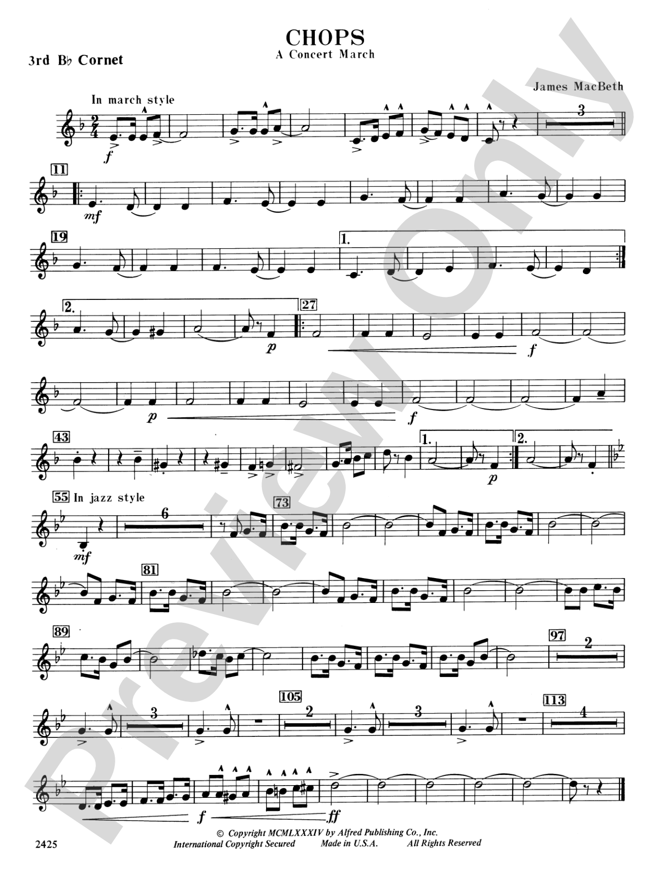Chops: 3rd B-flat Cornet
