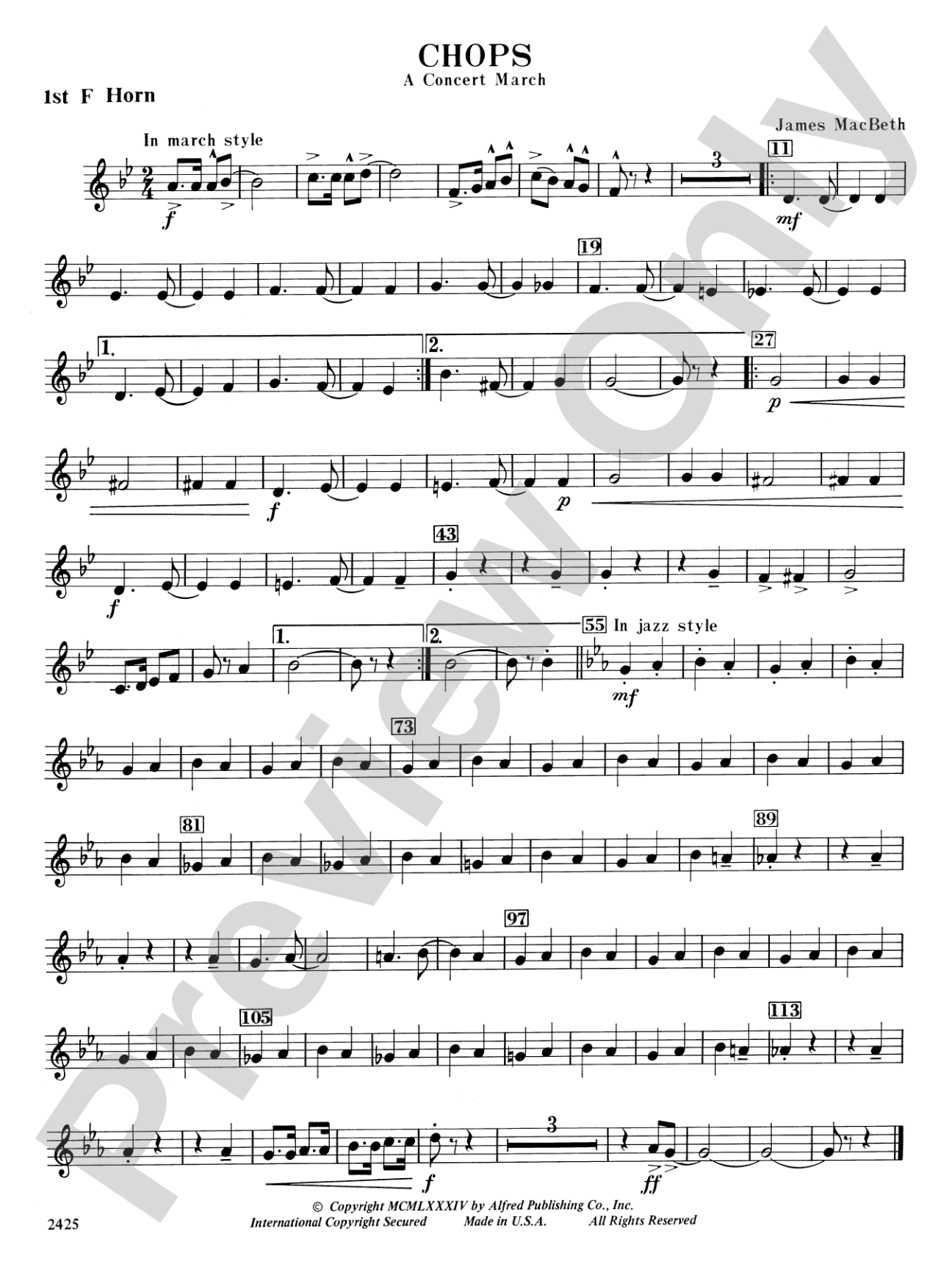 Chops: 1st F Horn