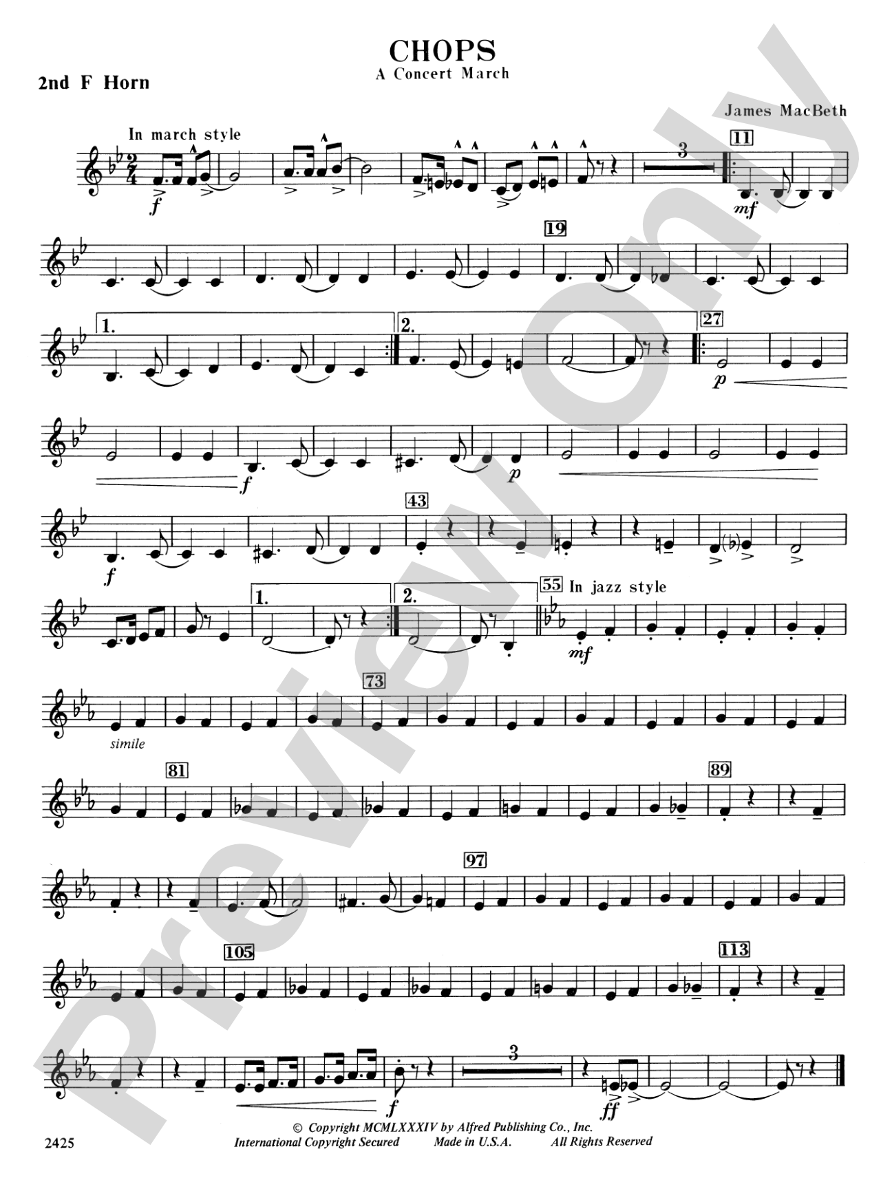 Chops: 2nd F Horn