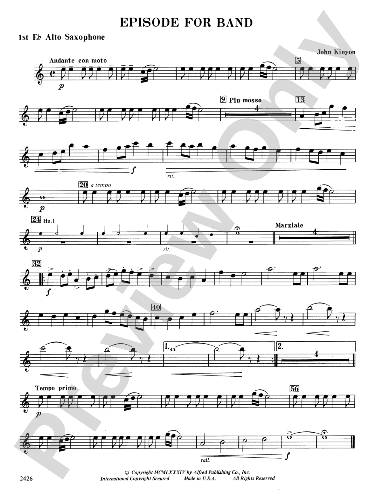 Episode for Band: E-flat Alto Saxophone