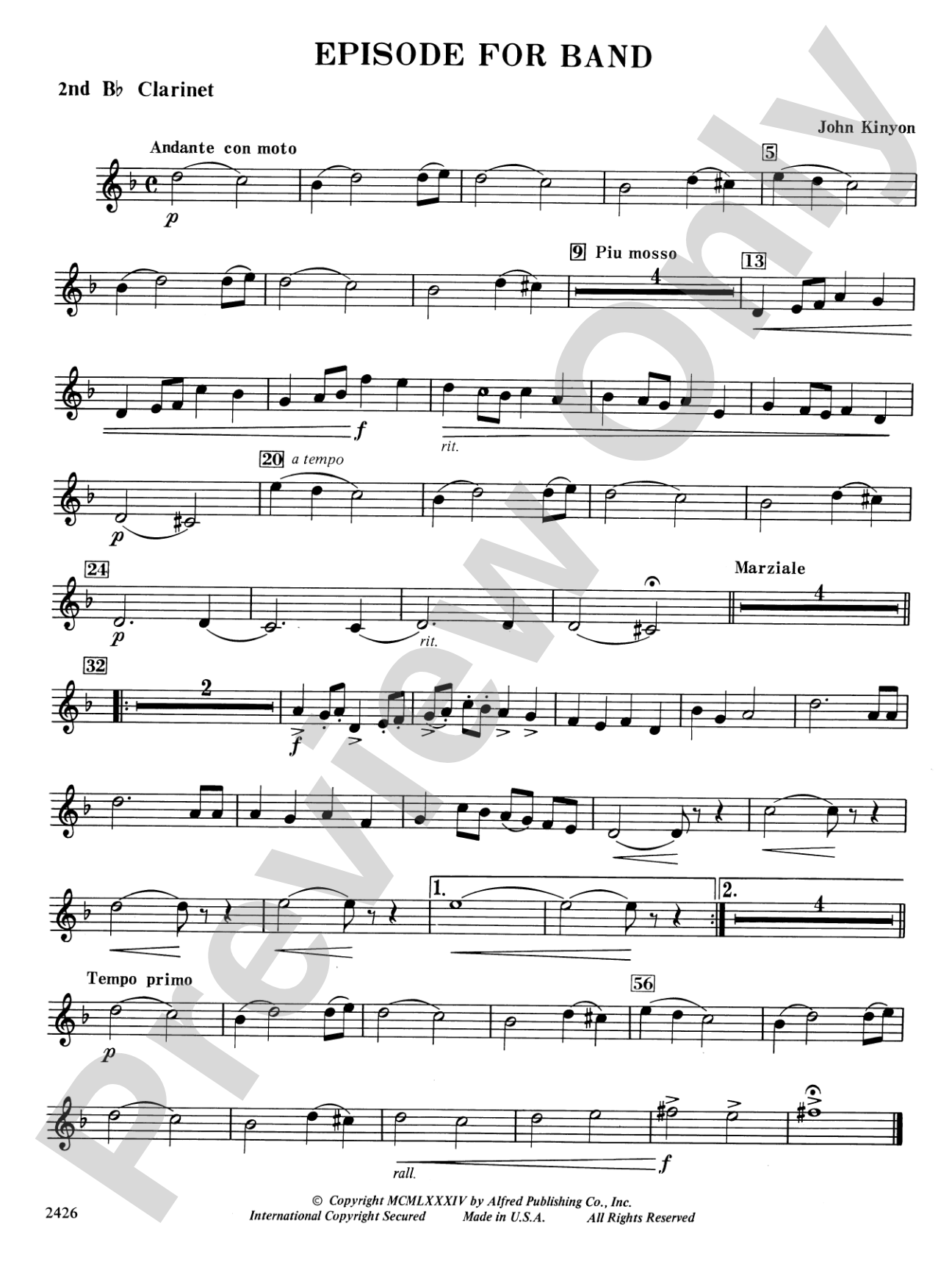 Episode for Band: 2nd B-flat Clarinet