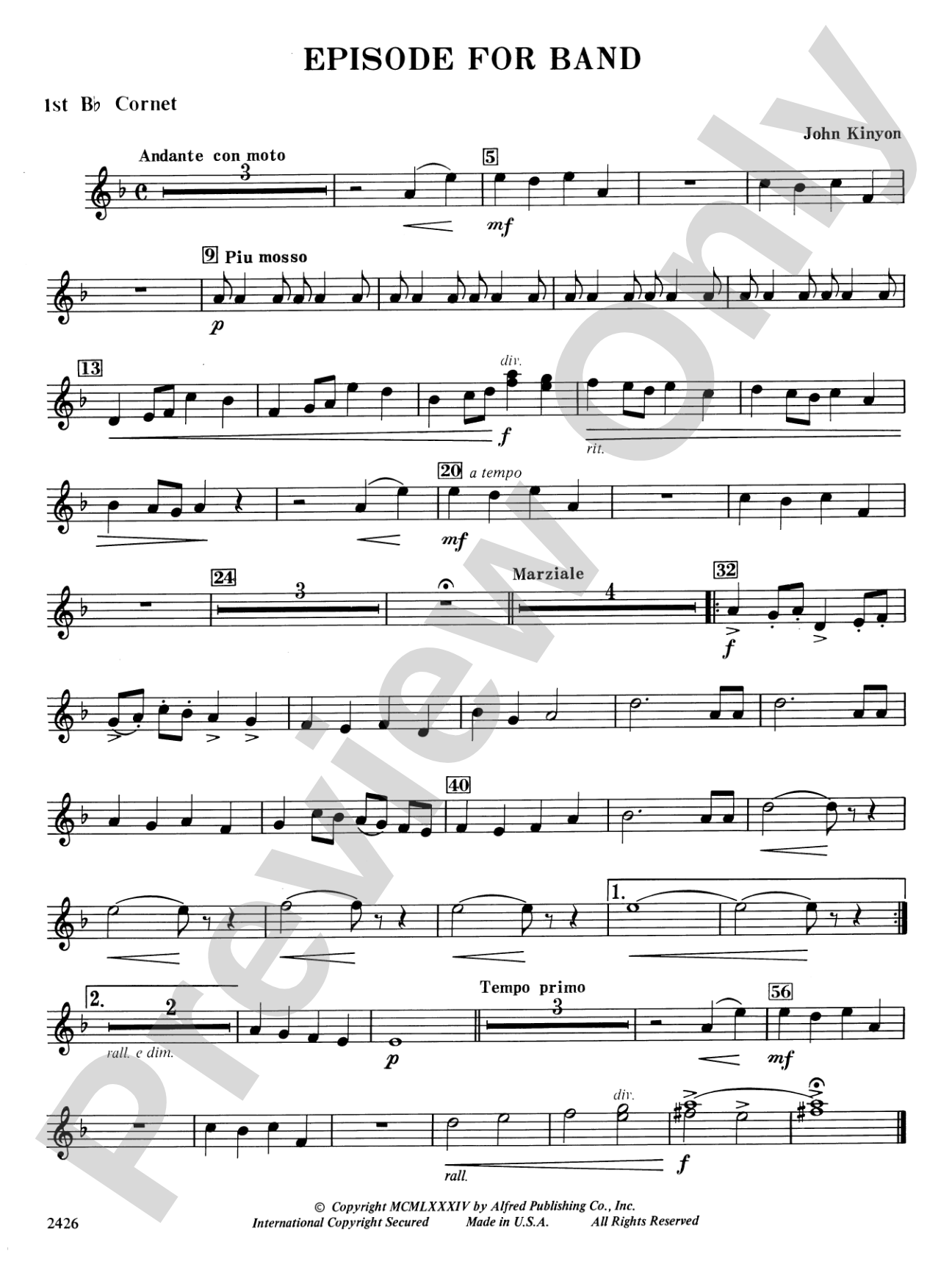 Episode for Band: 1st B-flat Cornet