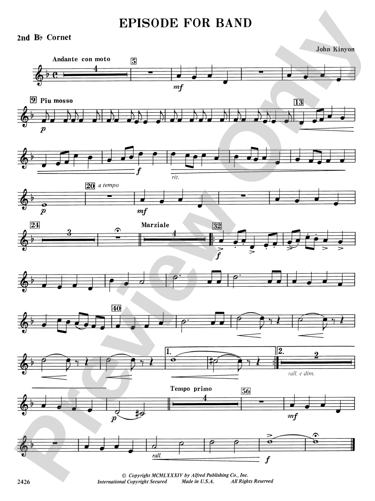 Episode for Band: 2nd B-flat Cornet