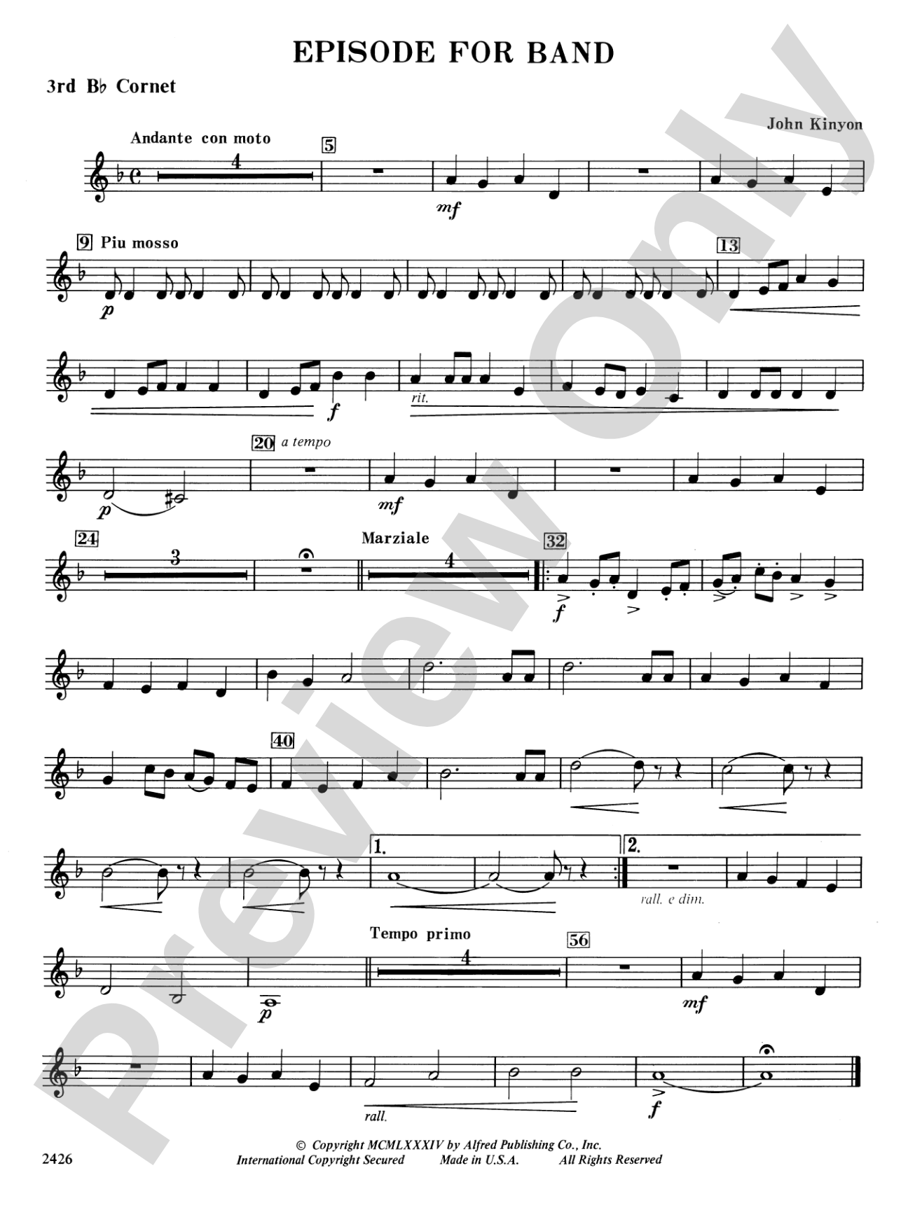 Episode for Band: 3rd B-flat Cornet
