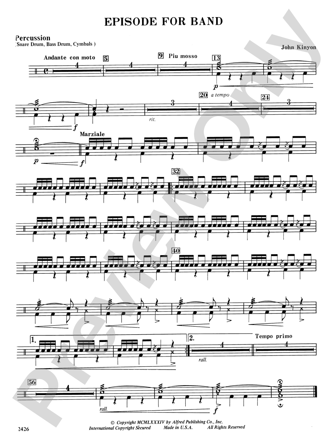 Episode for Band: 1st Percussion