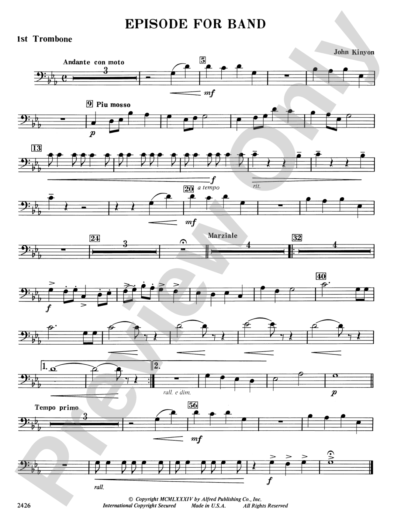 Episode for Band: 1st Trombone