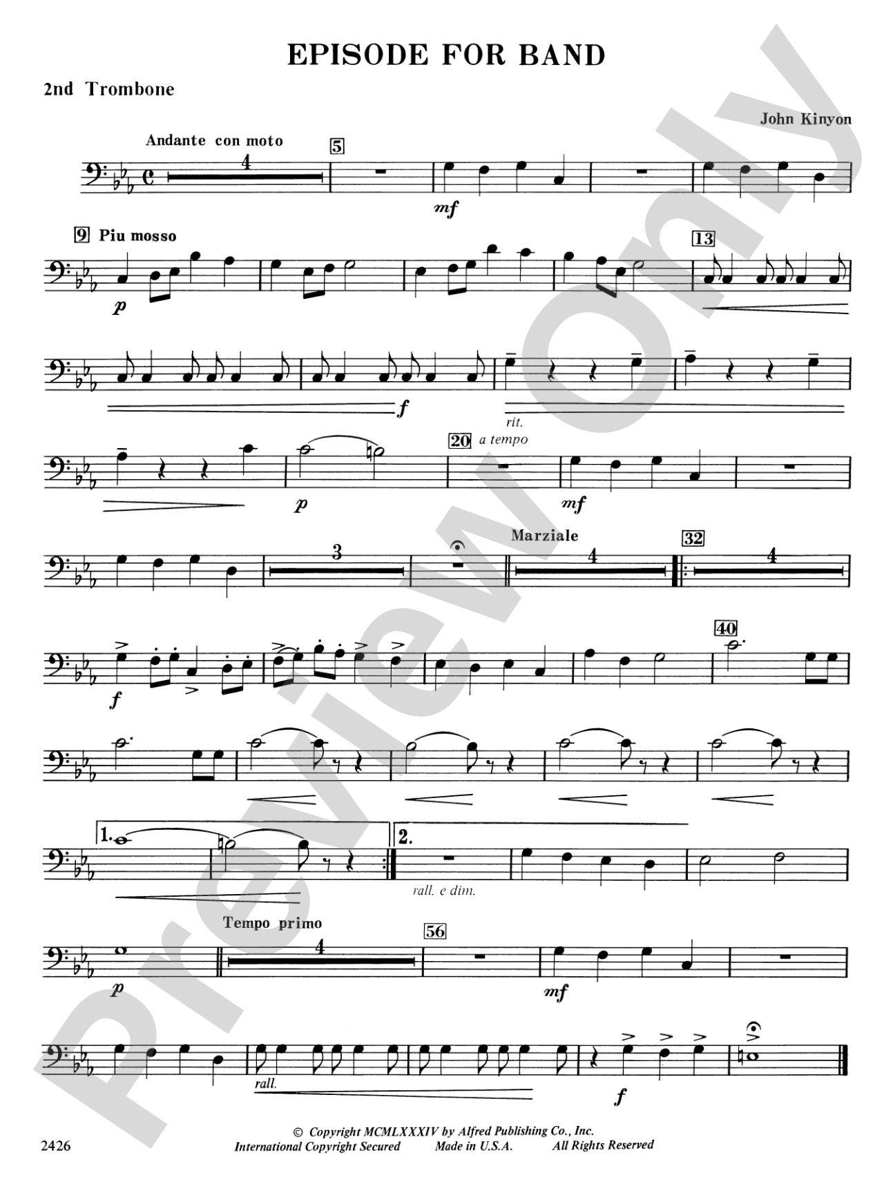 Episode for Band: 2nd Trombone