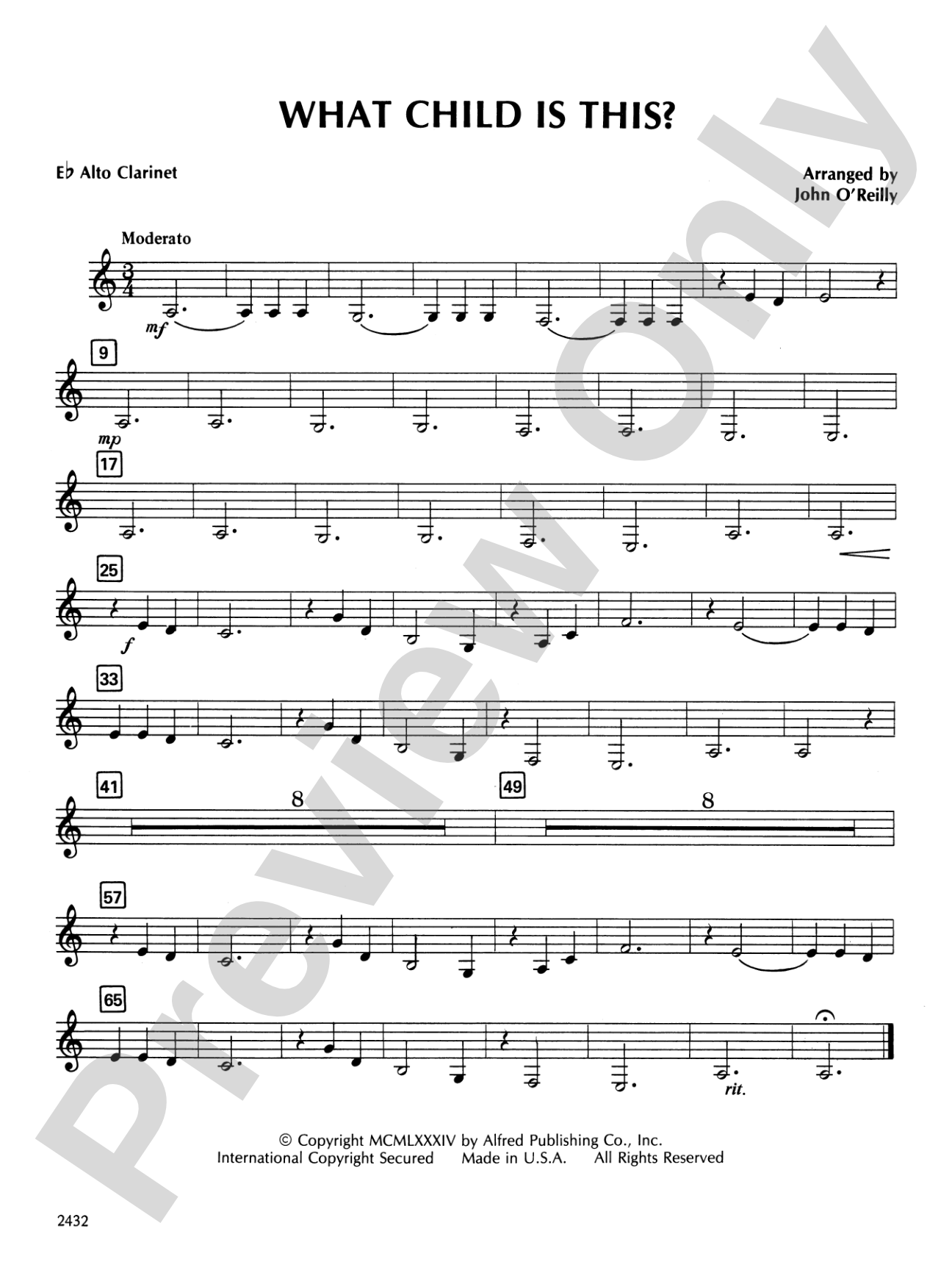 What Child Is This?: E-flat Alto Clarinet