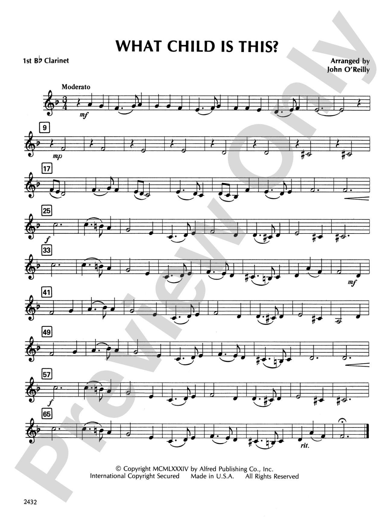 What Child Is This?: 1st B-flat Clarinet