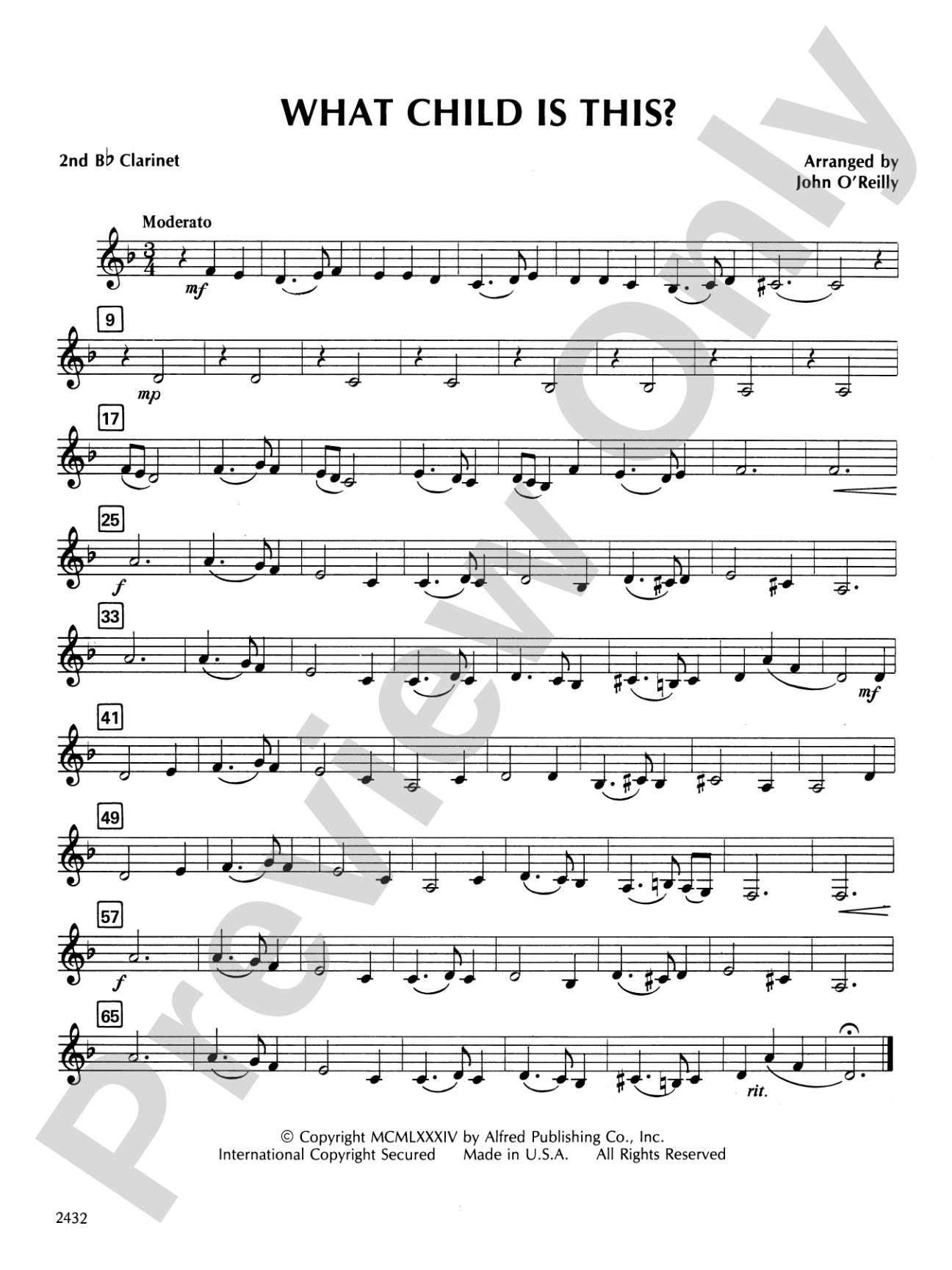 What Child Is This?: 2nd B-flat Clarinet