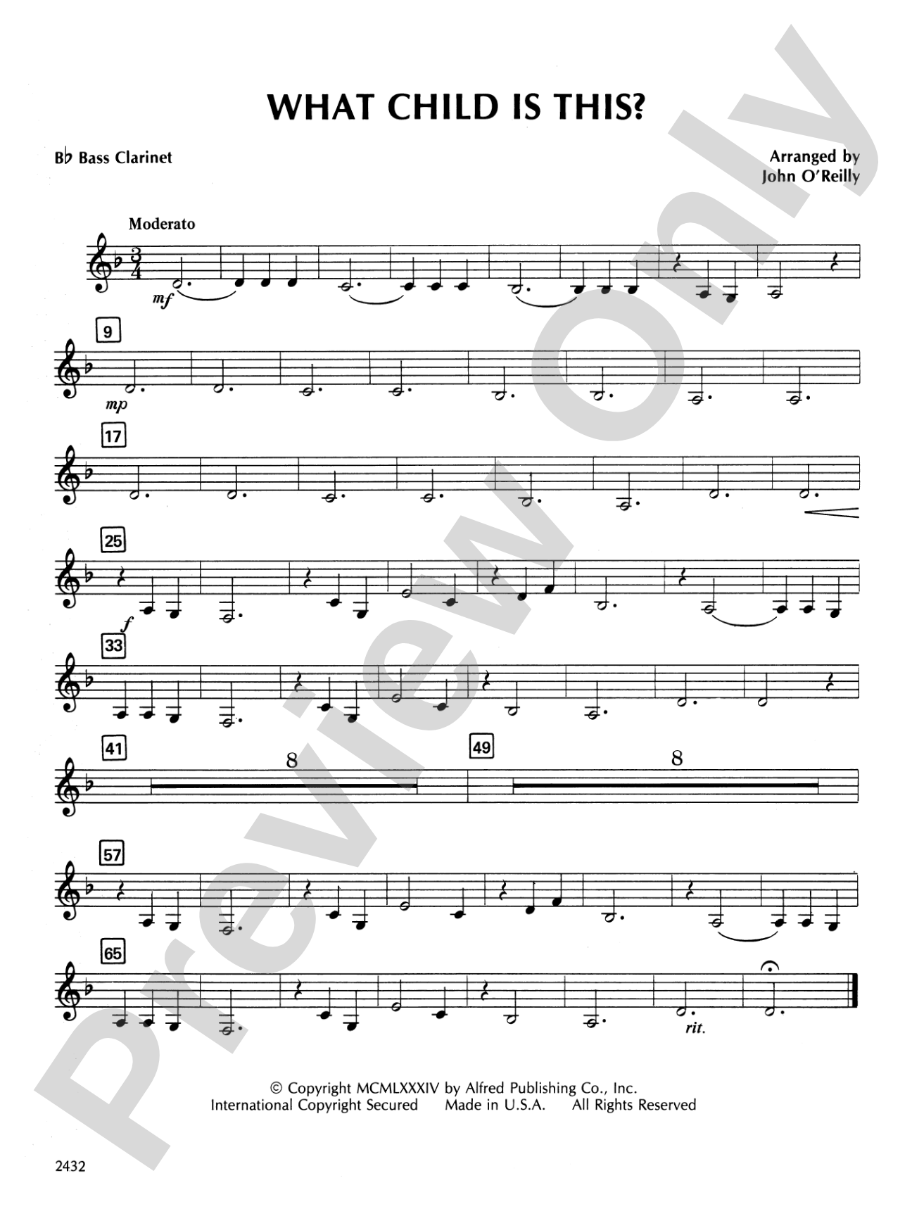 What Child Is This?: B-flat Bass Clarinet