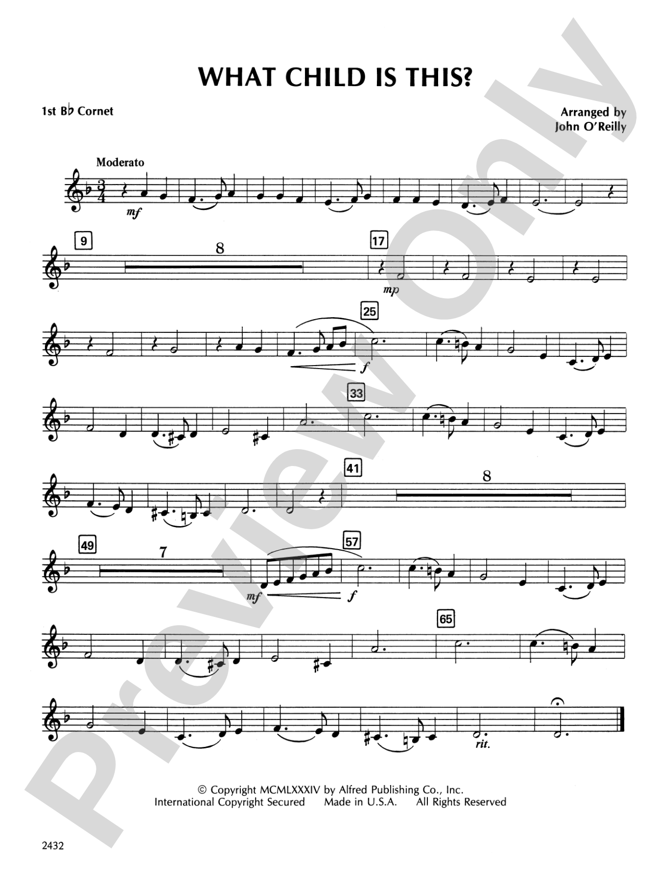What Child Is This?: 1st B-flat Cornet
