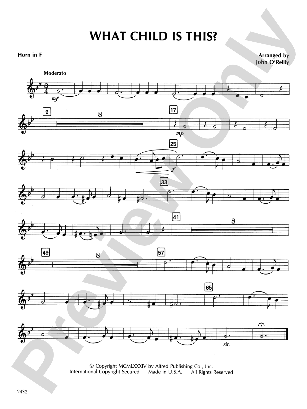 What Child Is This?: 1st F Horn