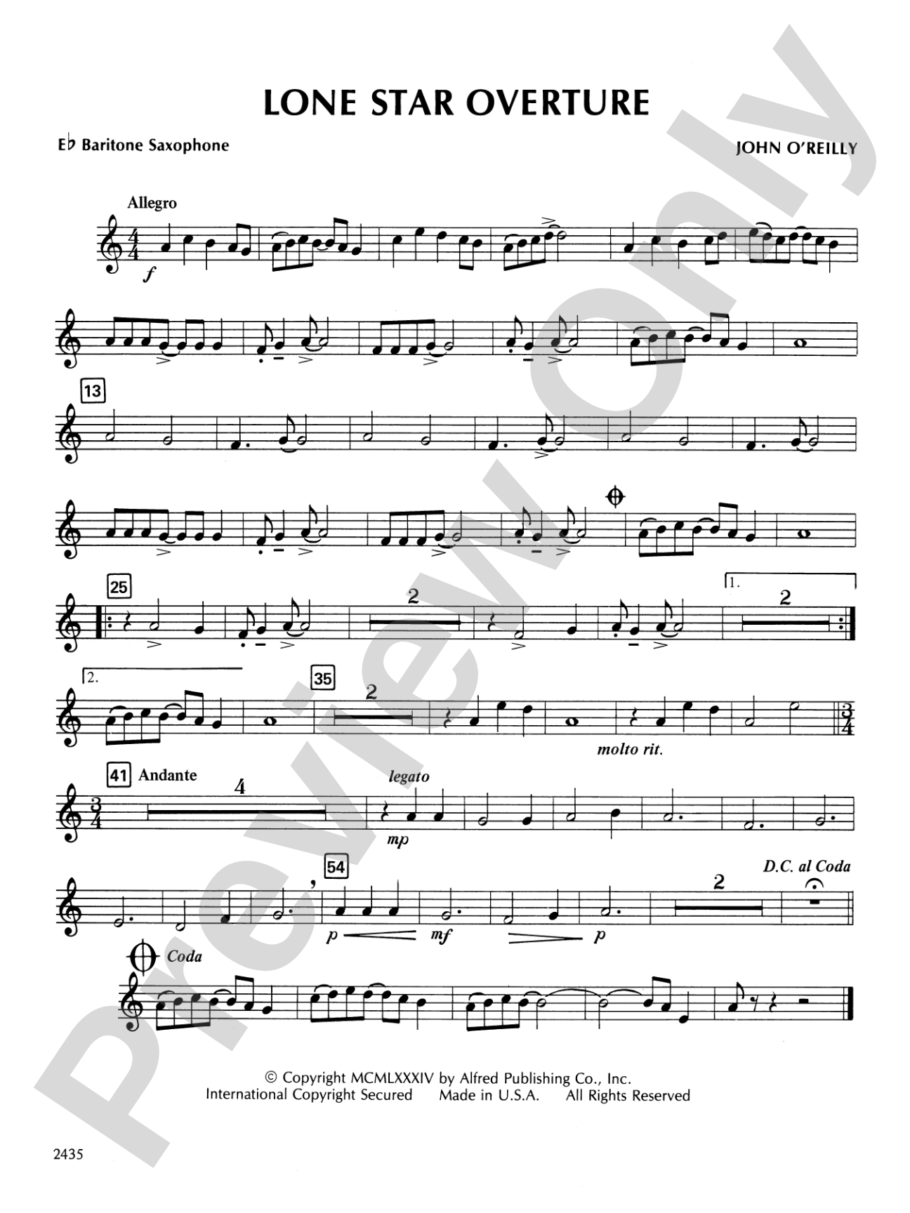Lone Star Overture: E-flat Baritone Saxophone