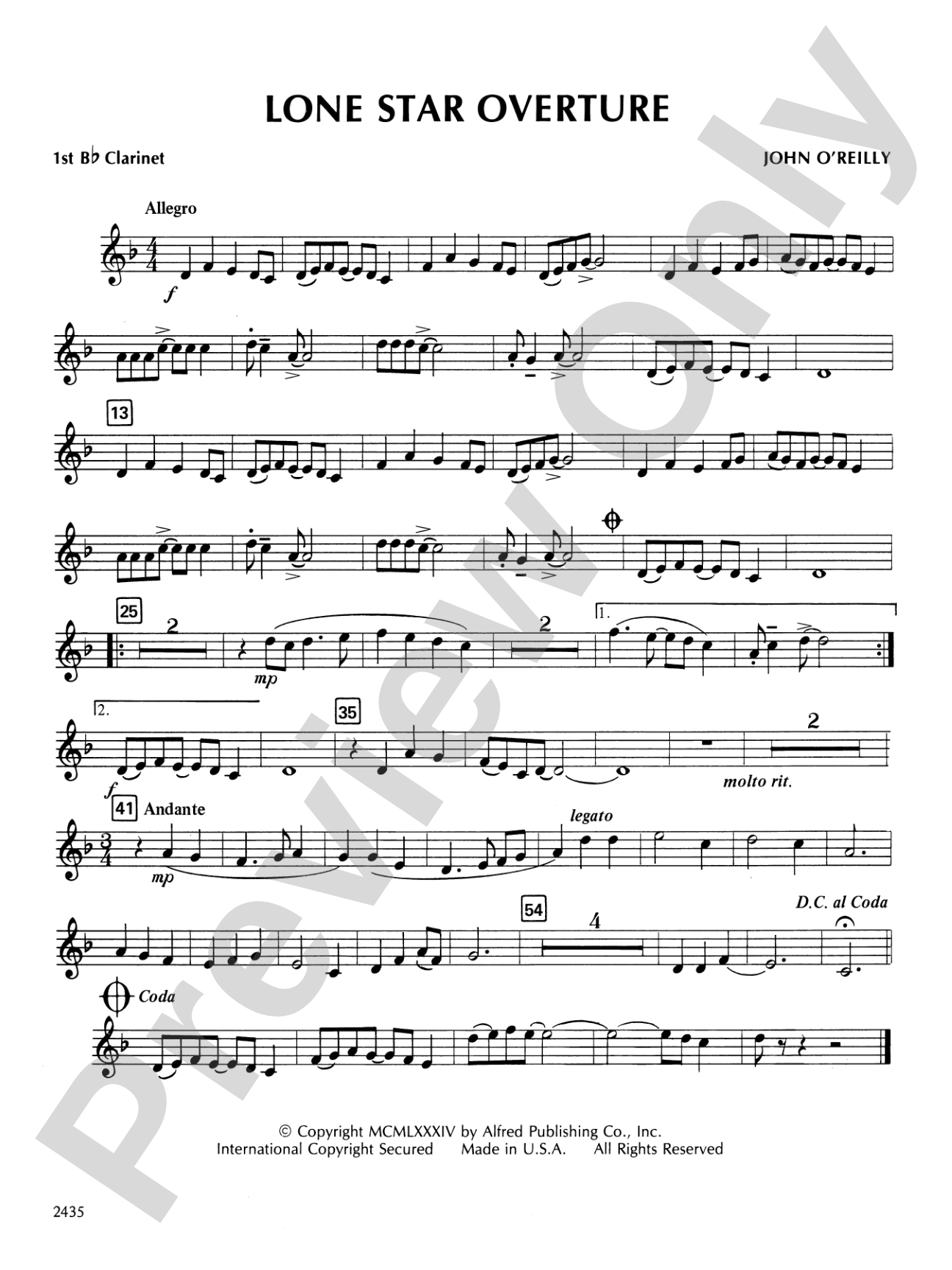 Lone Star Overture: 1st B-flat Clarinet