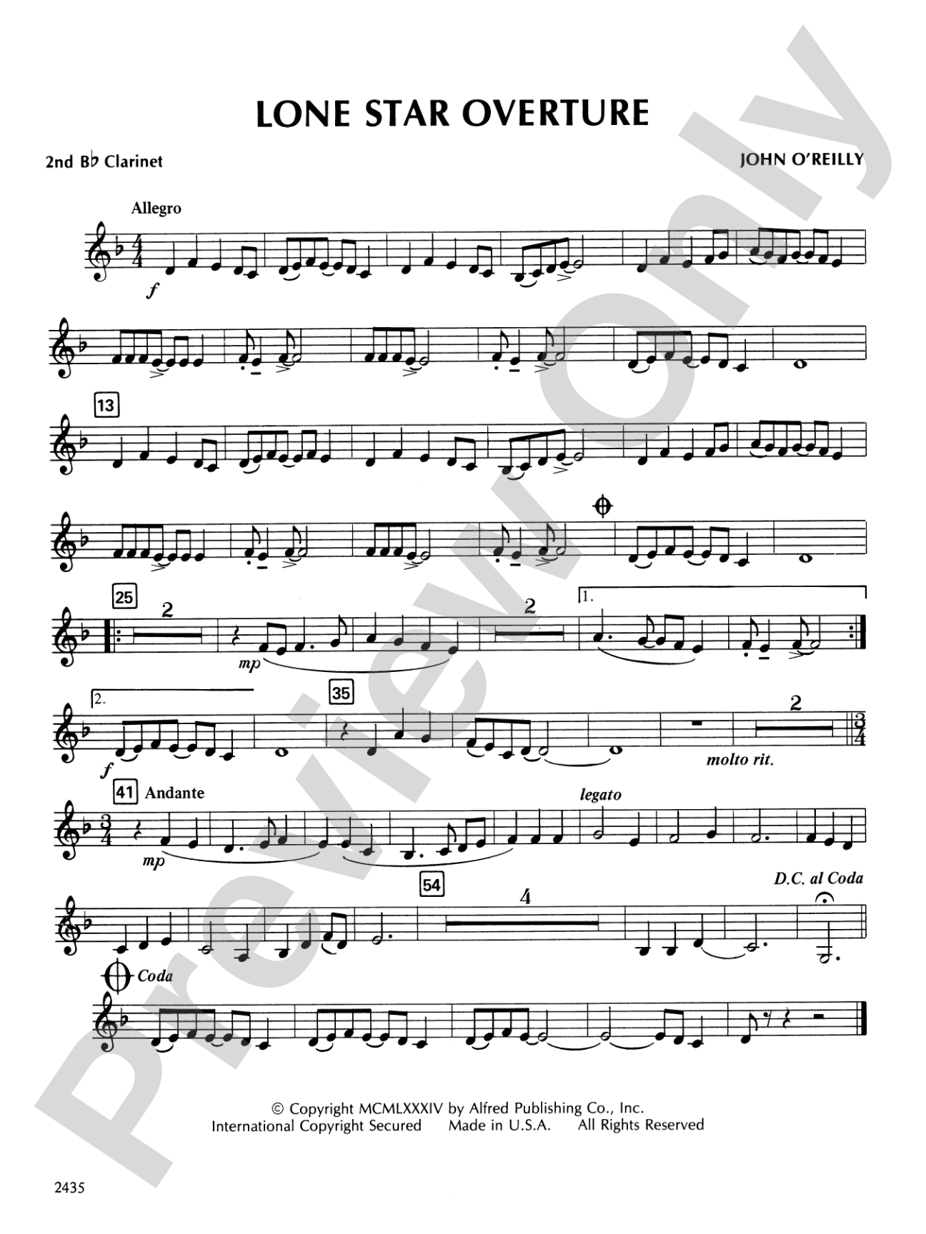 Lone Star Overture: 2nd B-flat Clarinet