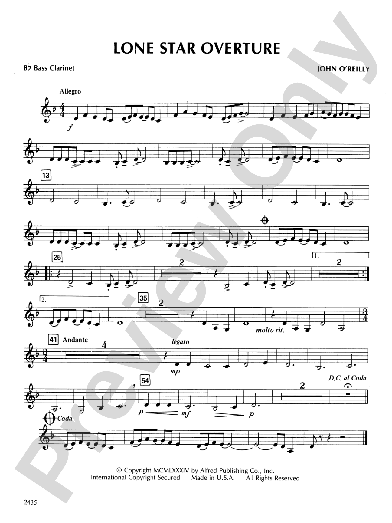 Lone Star Overture: B-flat Bass Clarinet